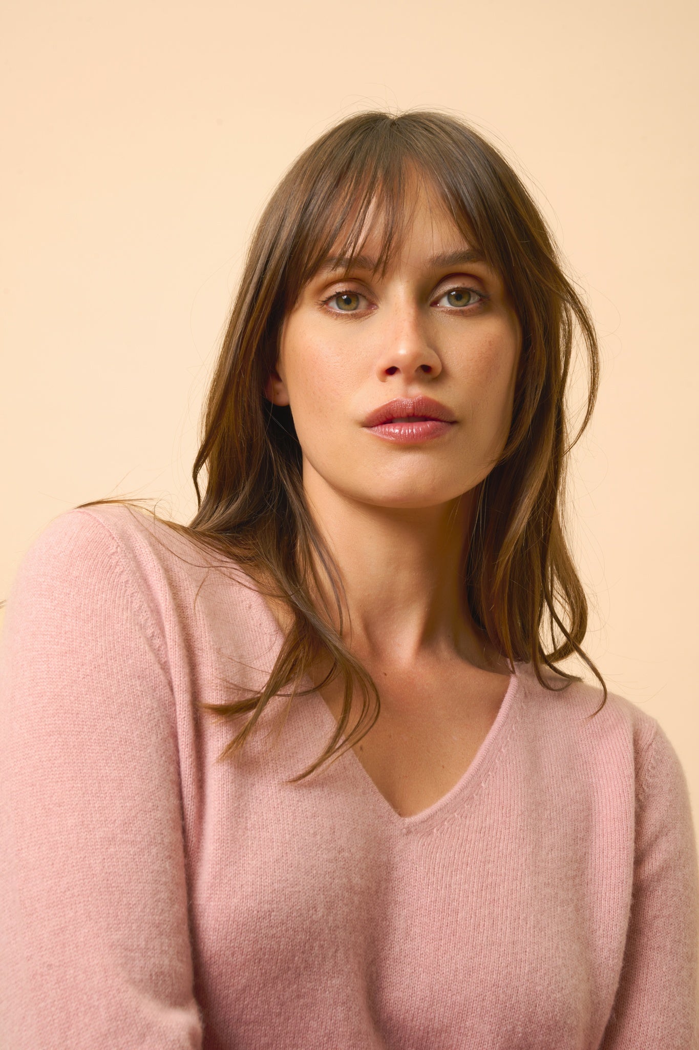 TRACY robe col v bois de rose