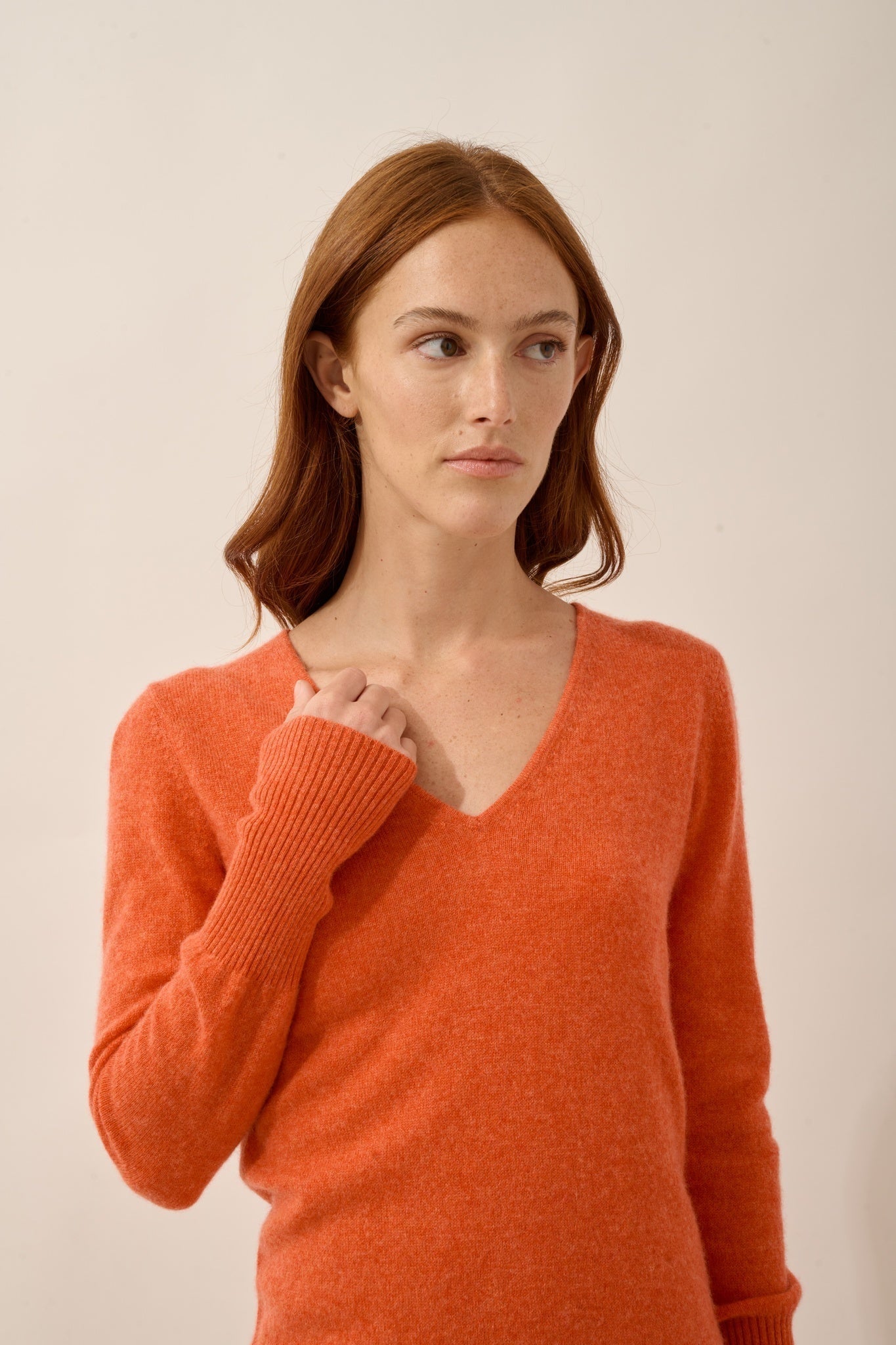 TRACY robe col v orange chiné