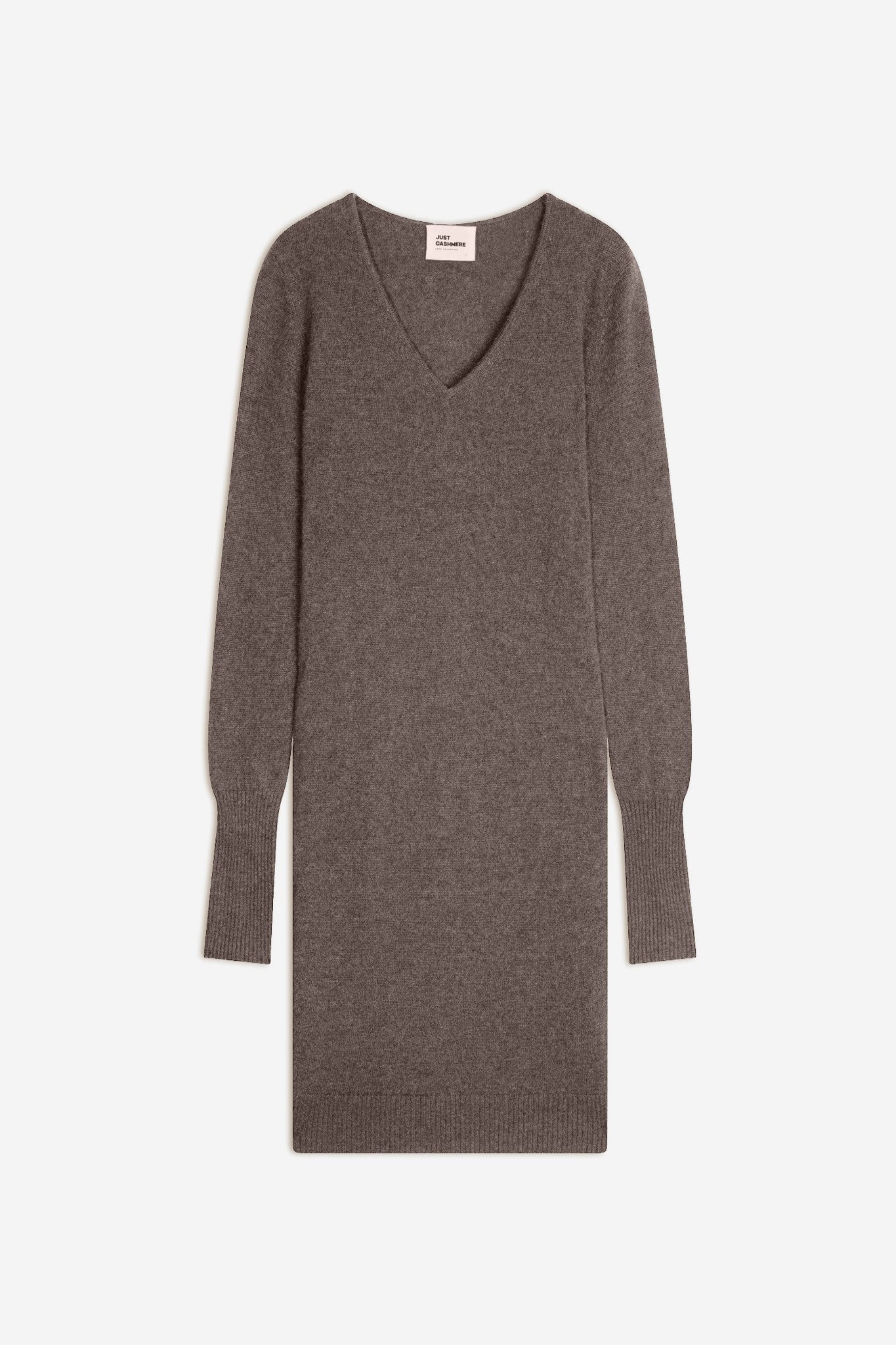 tracy robe col v taupe chiné