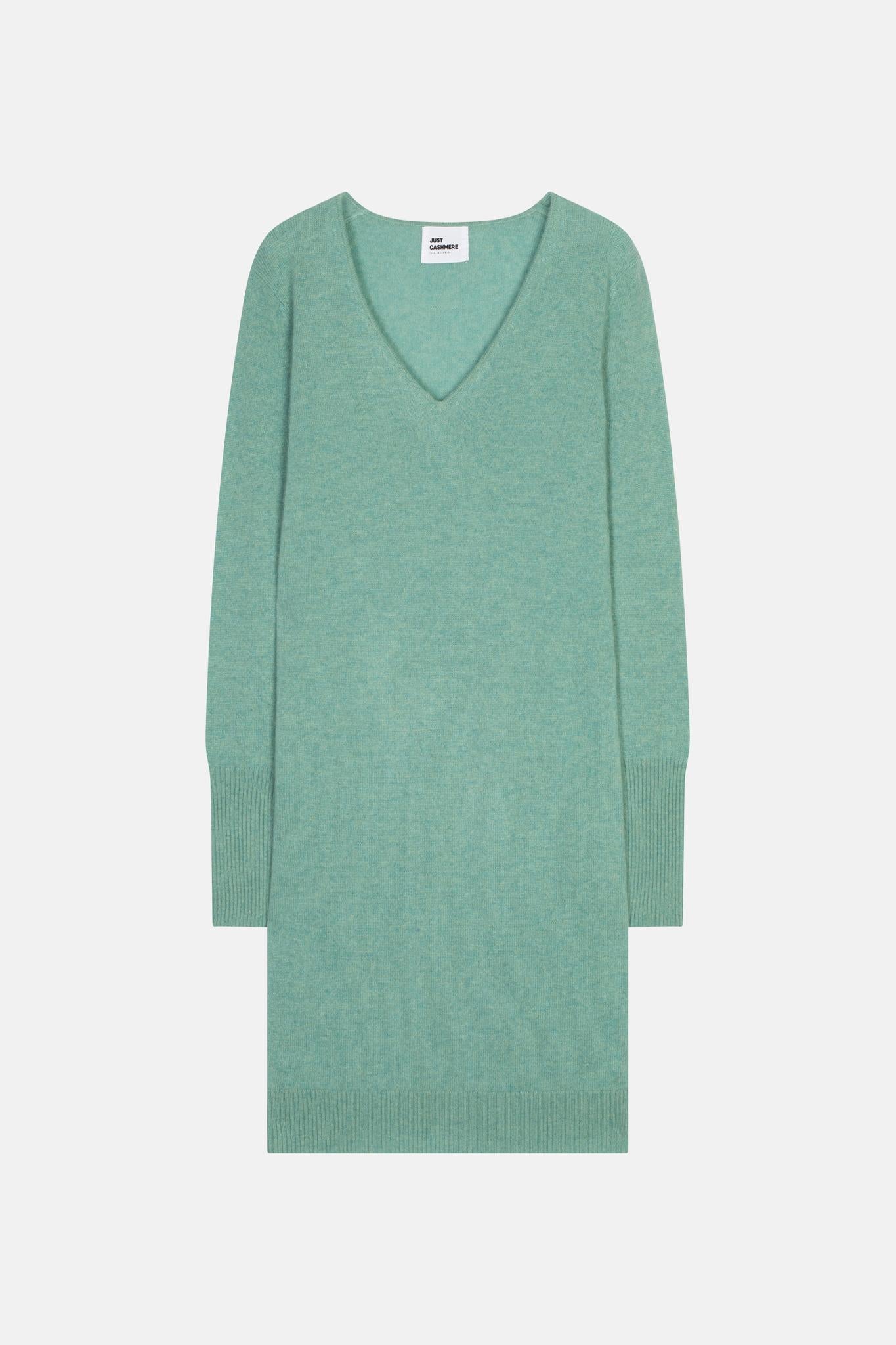 TRACY robe col v vert chiné