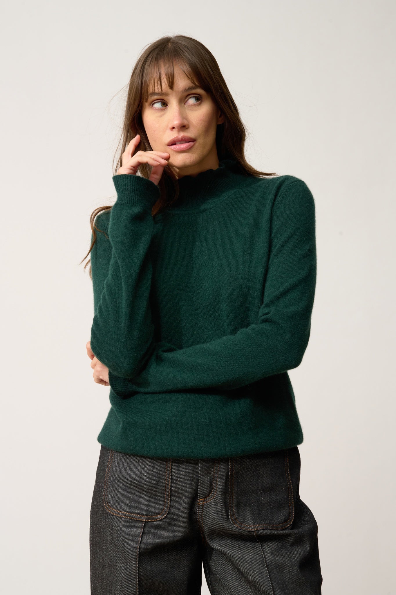 TRILA pull col montant cyprès