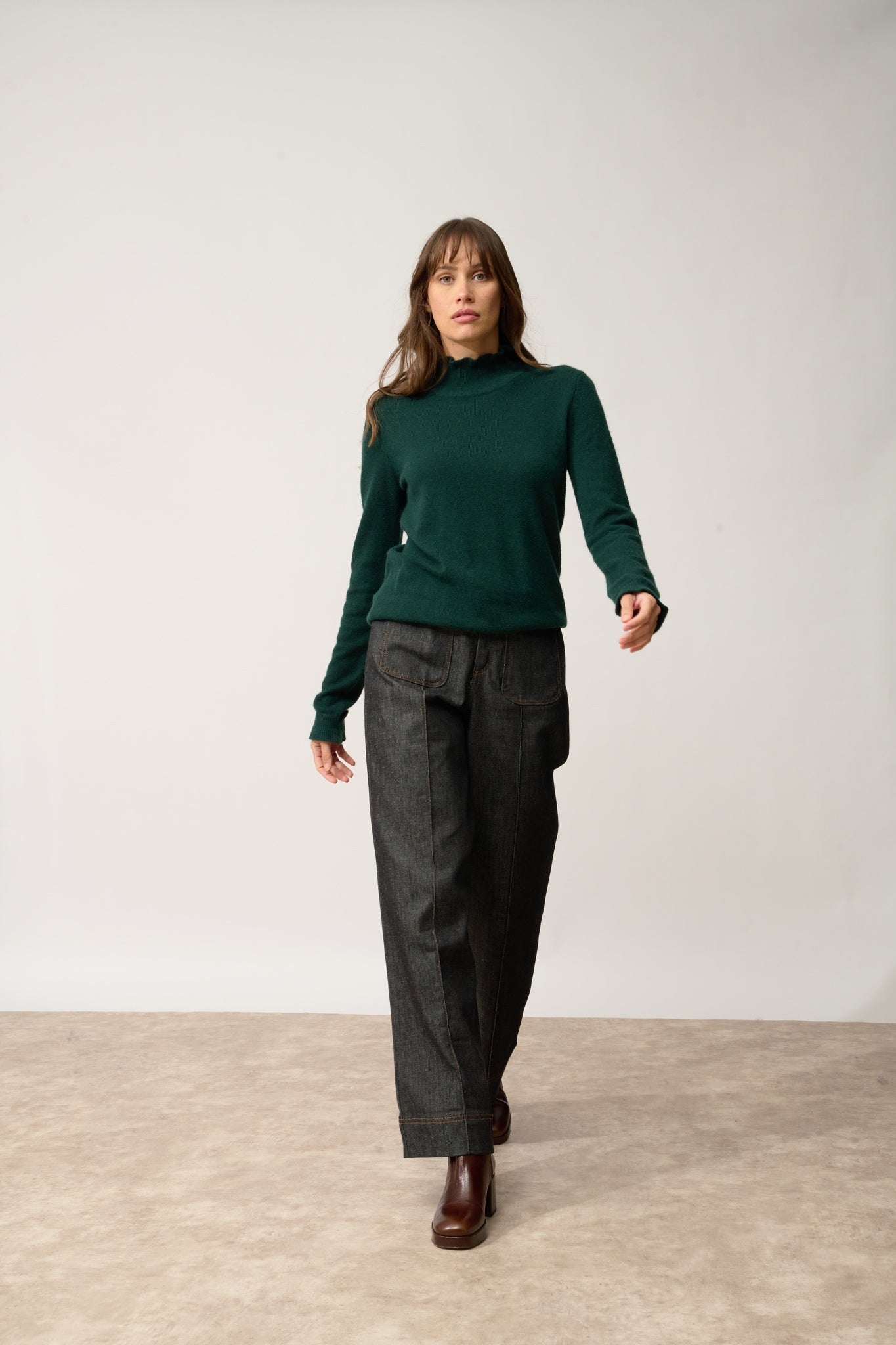 TRILA pull col montant cyprès