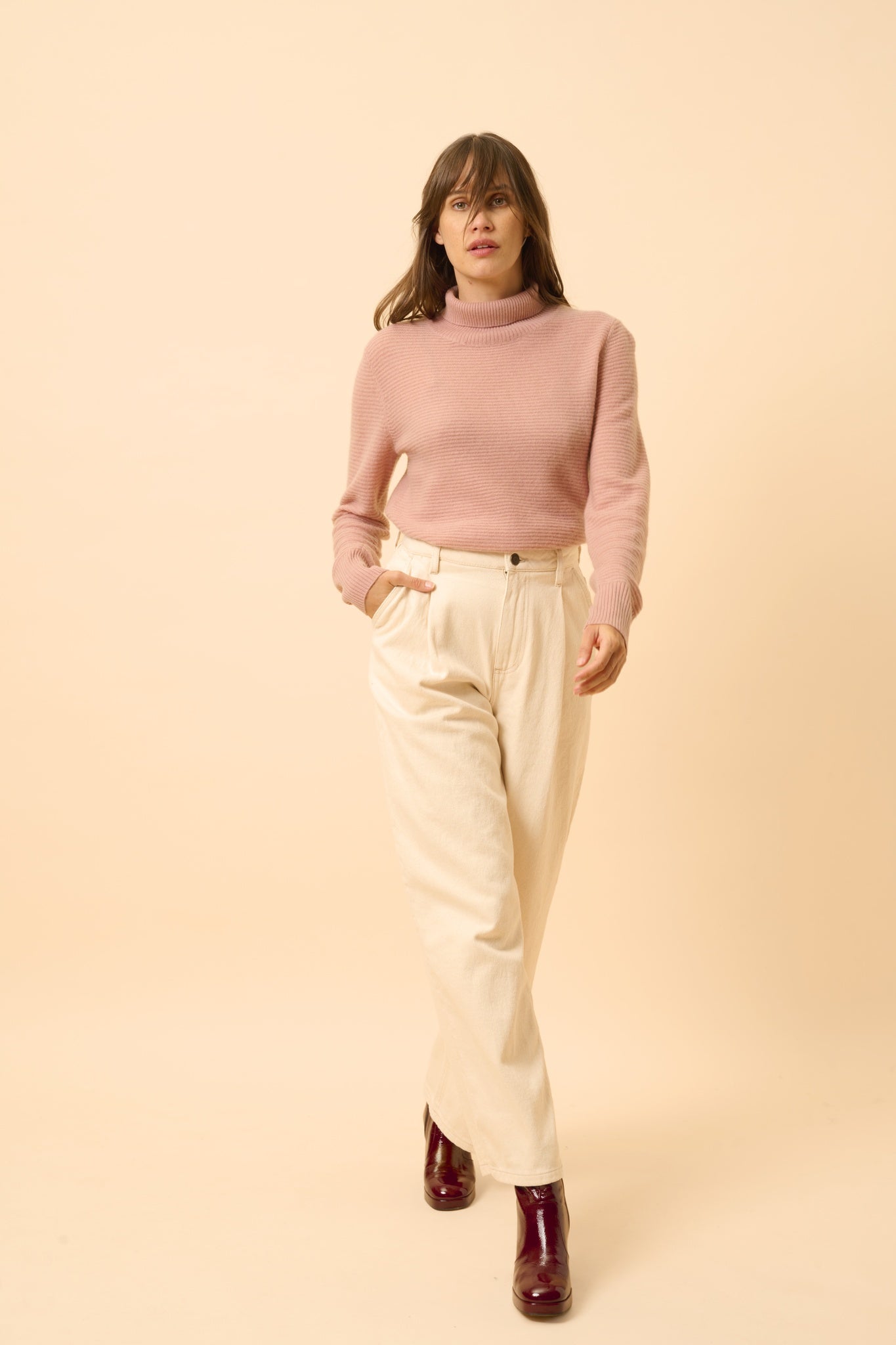 UDNY rosewood turtleneck sweater