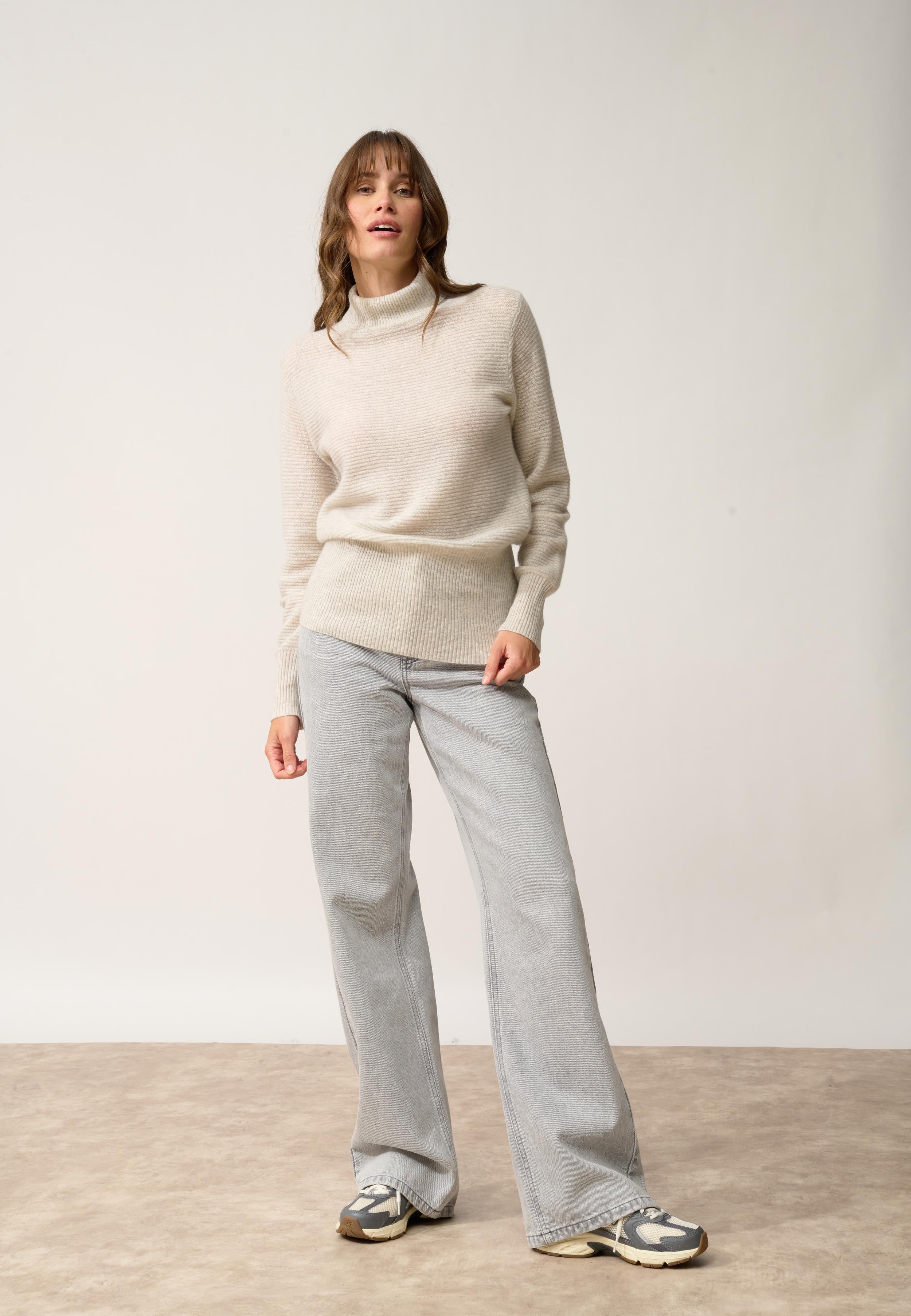 UDNY pull col roulé gris perle chiné
