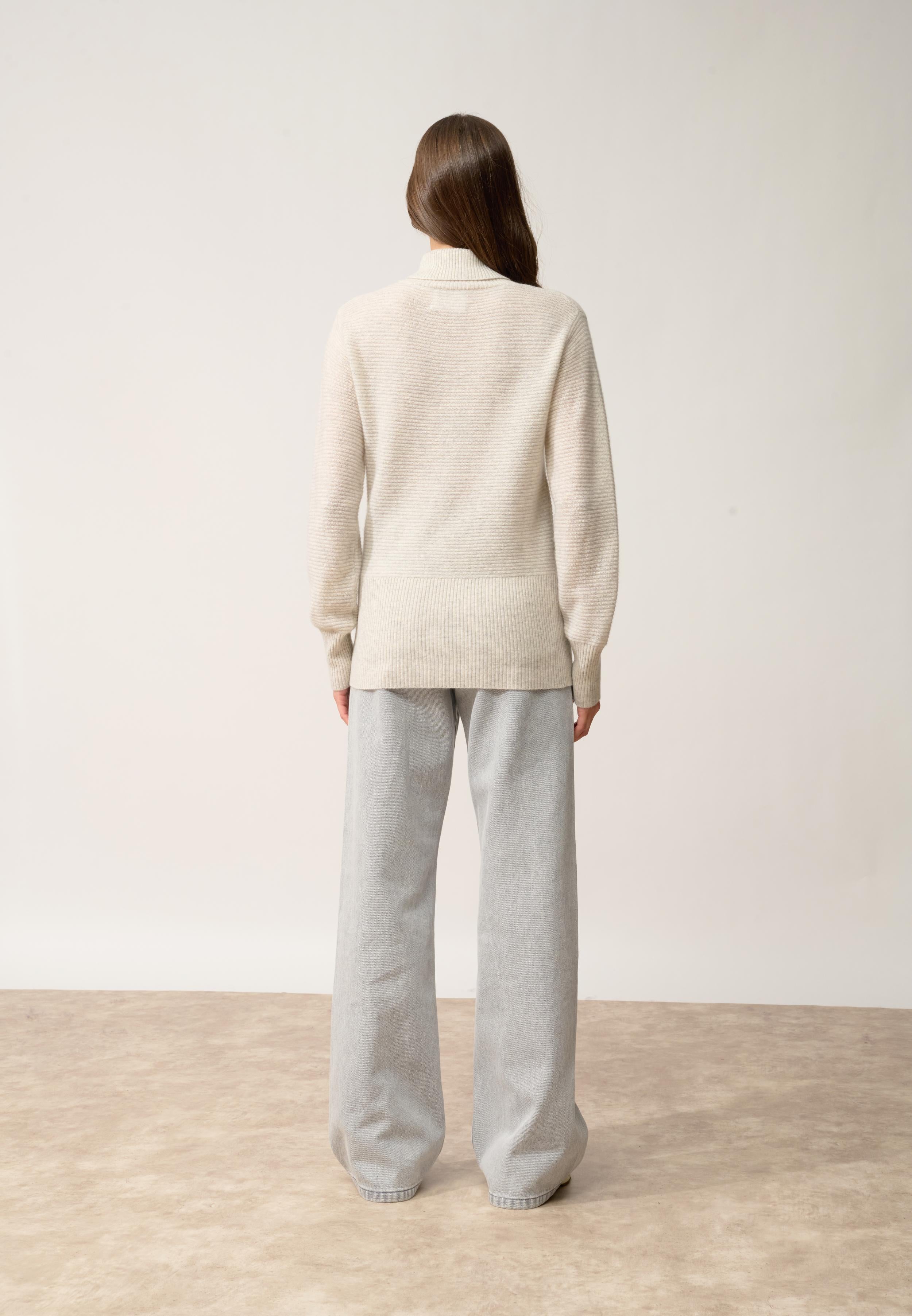 UDNY pull col roulé gris perle chiné