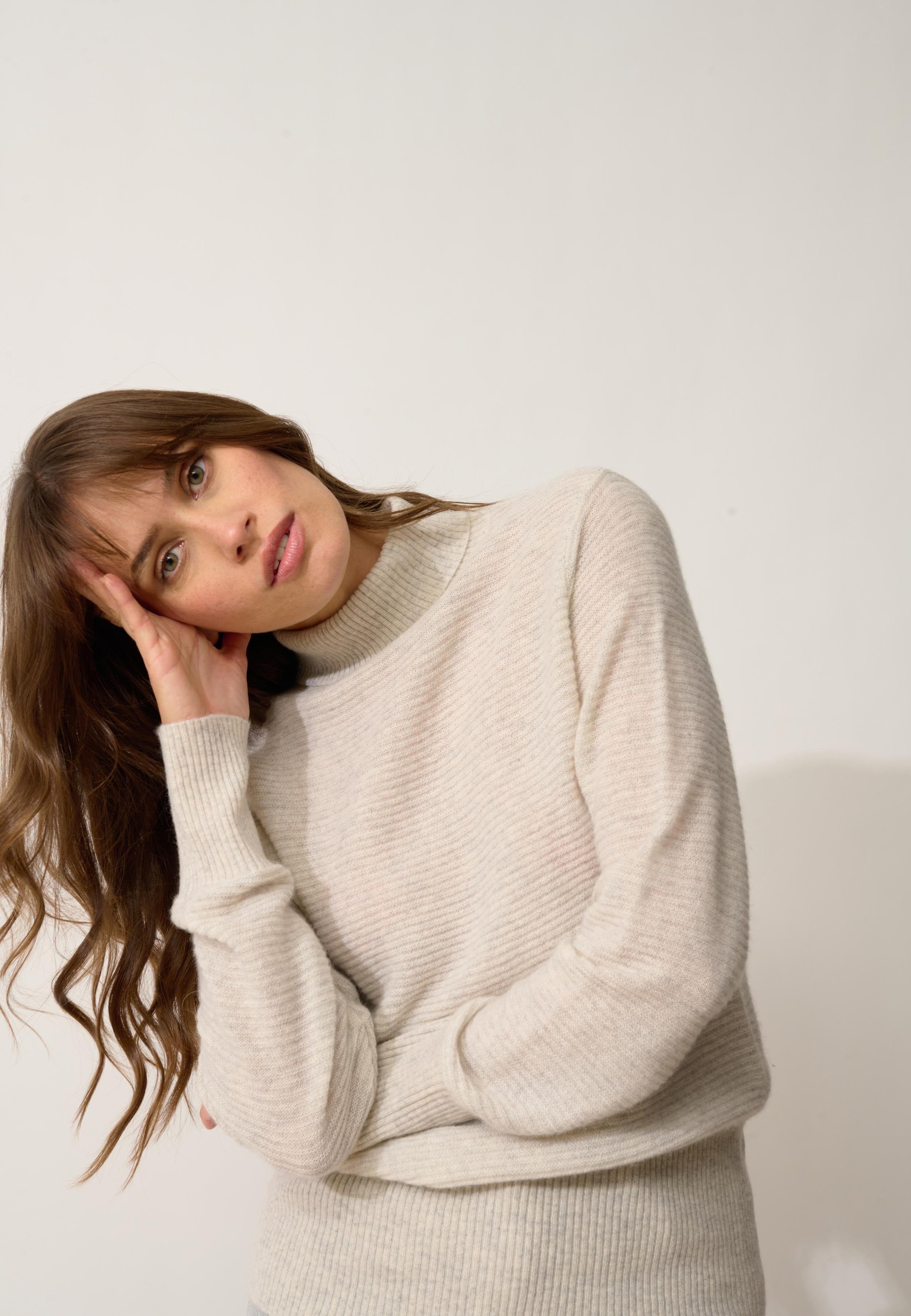 UDNY pull col roulé gris perle chiné