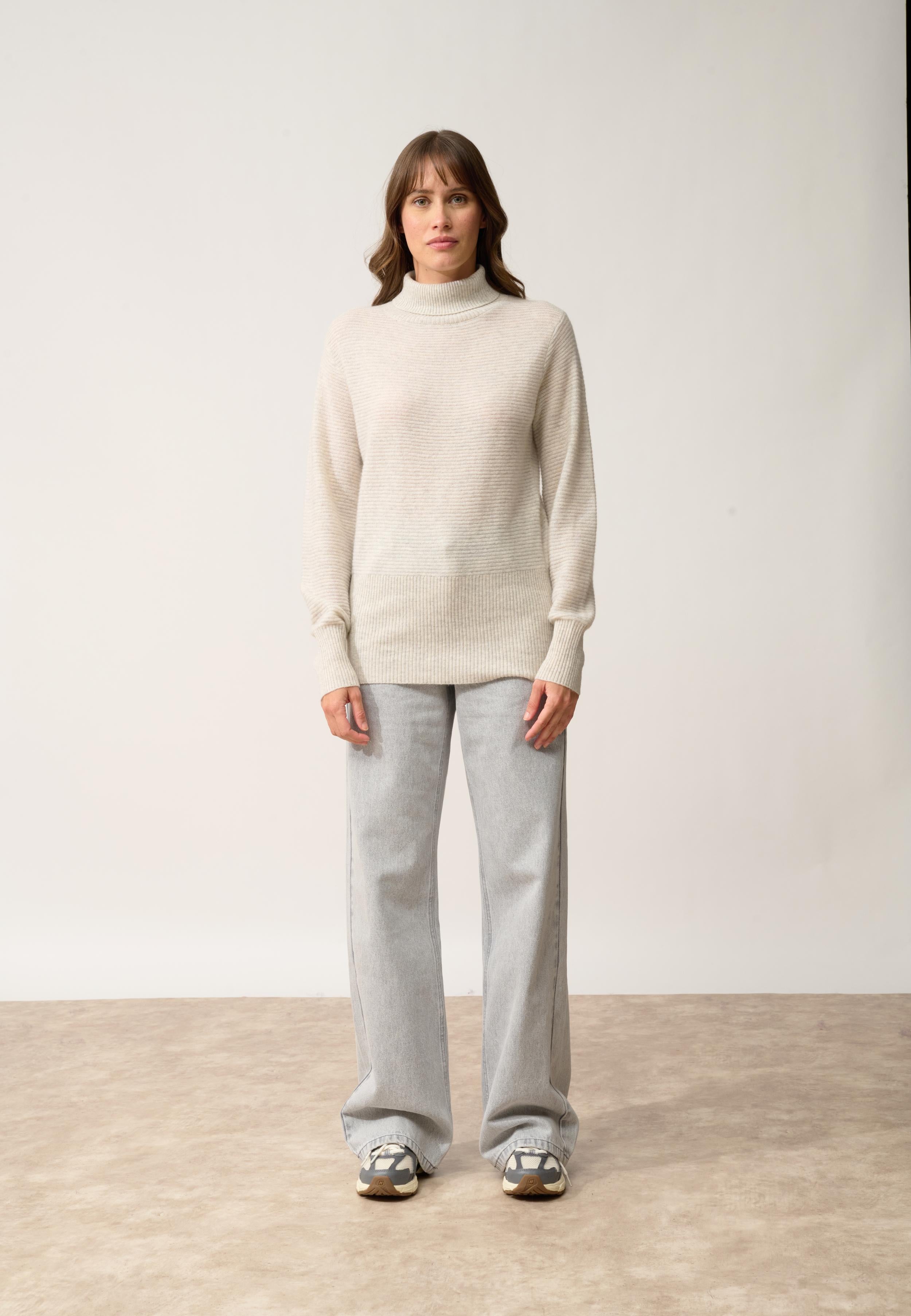 UDNY pull col roulé gris perle chiné