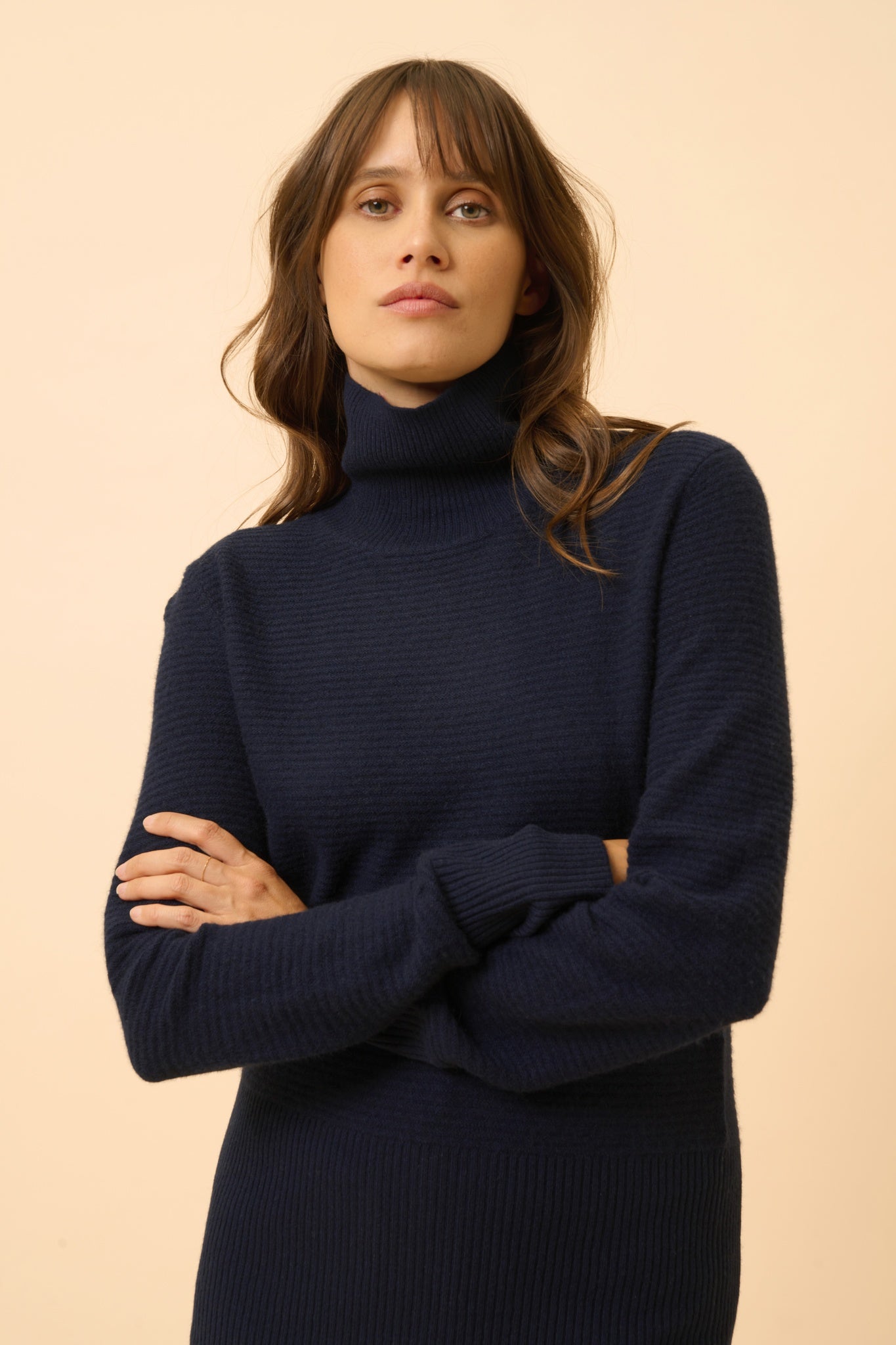 UDNY navy turtleneck sweater