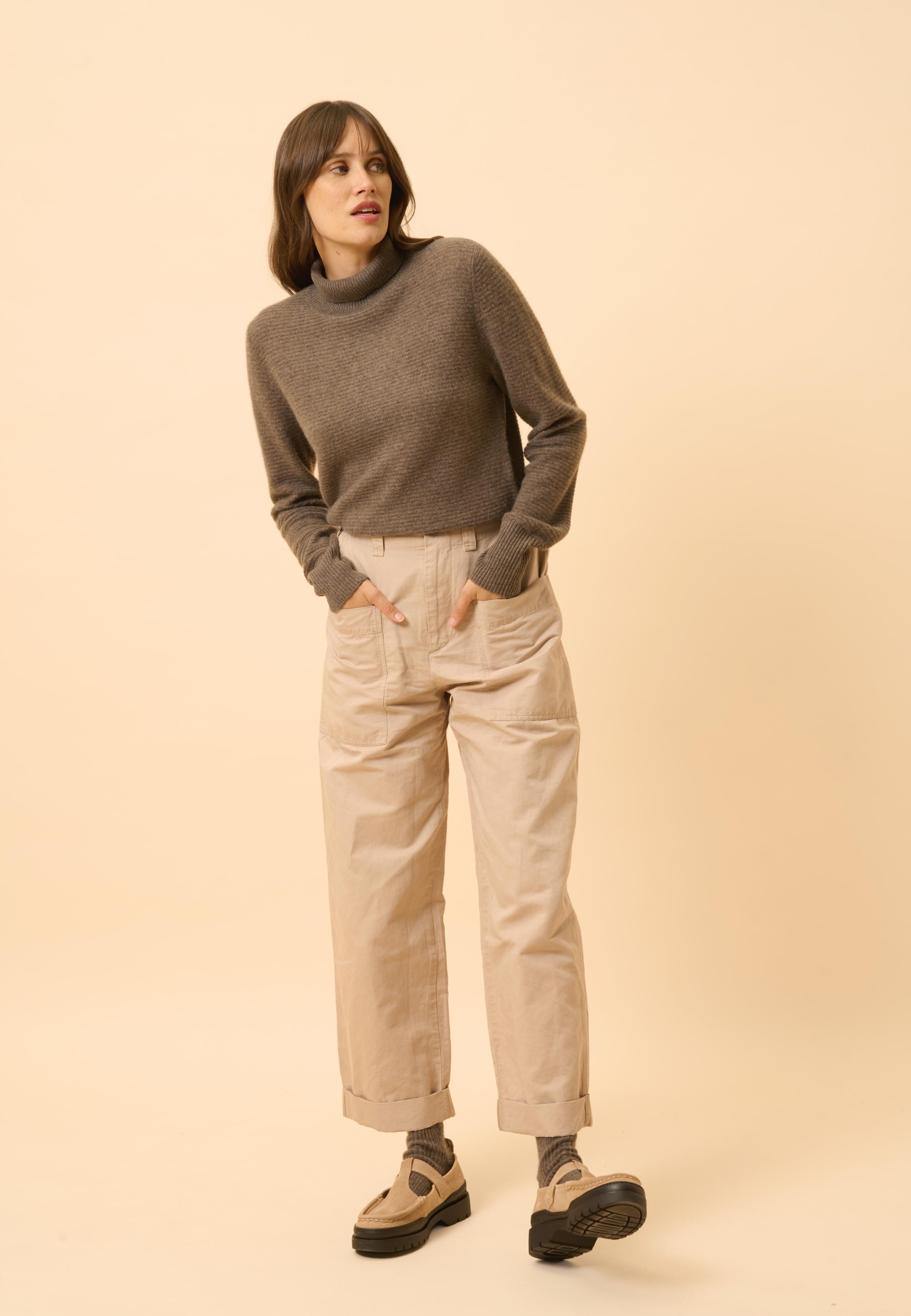 UDNY pull col roulé taupe chiné