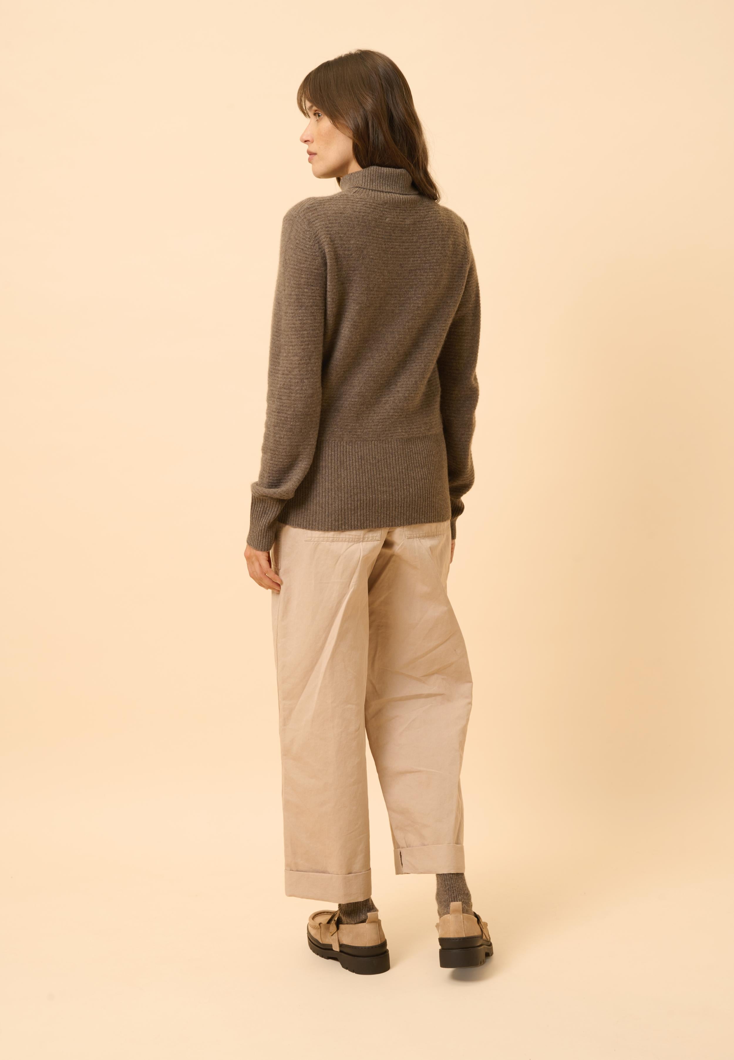 UDNY pull col roulé taupe chiné