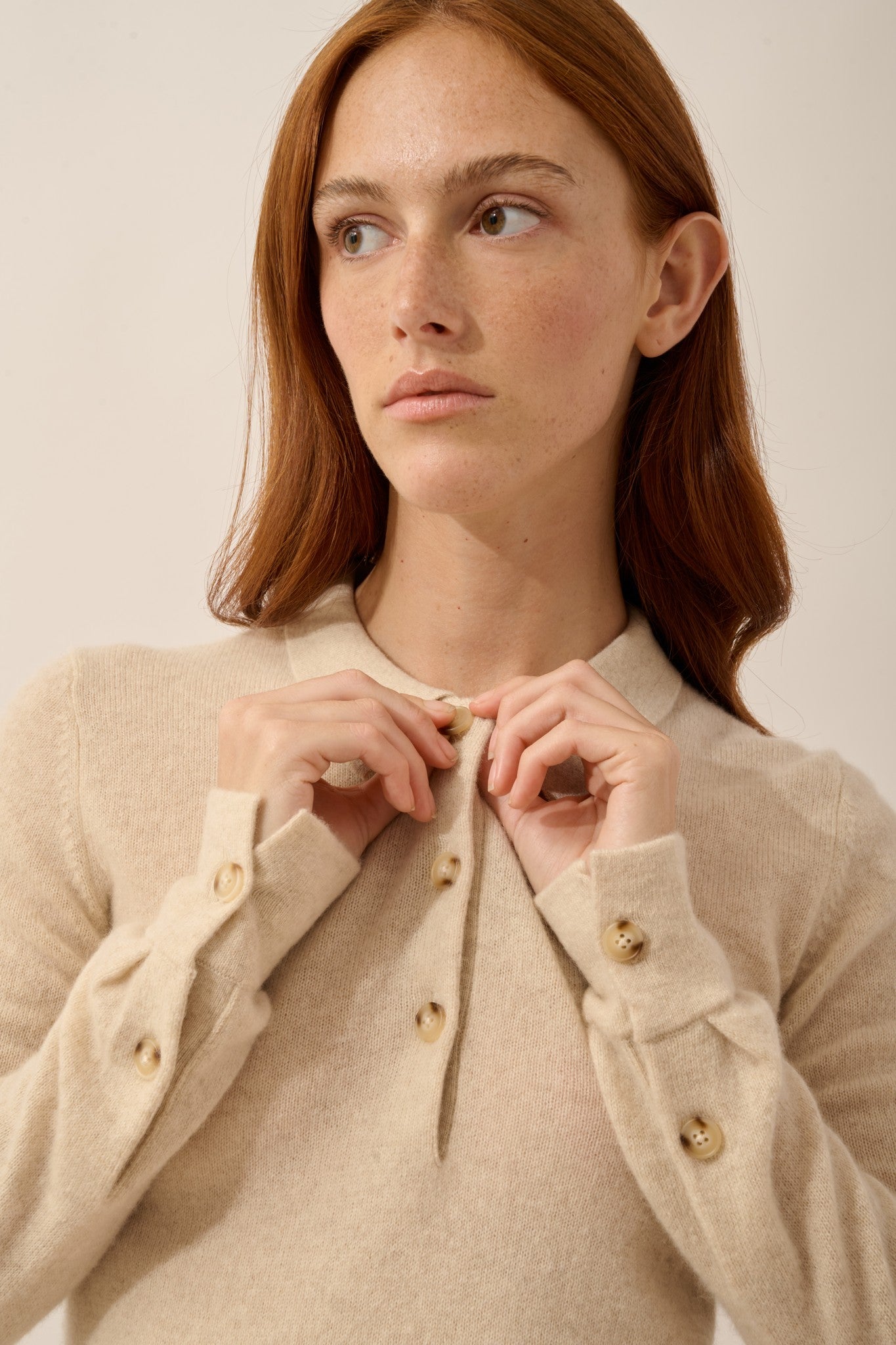 violette polo avoine 100% cachemire