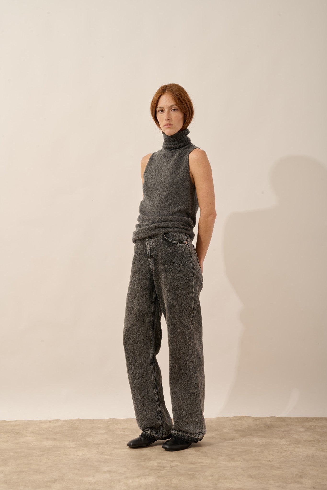 violet pull col roulé anthracite chiné