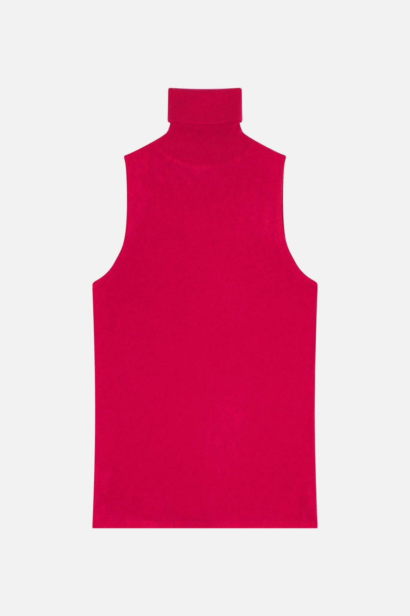 VIOLET pull col roulé fuchsia