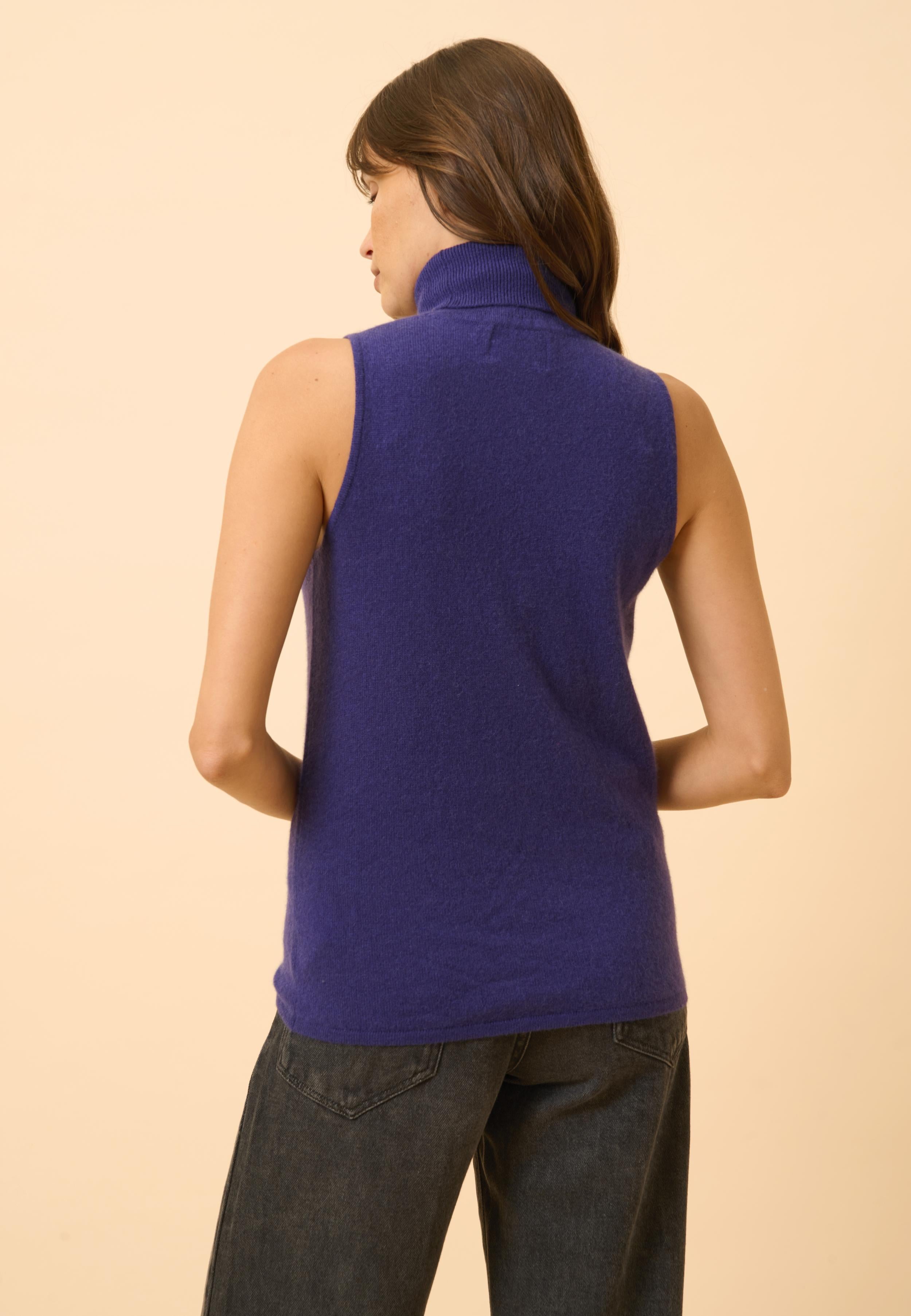 VIOLET pull col roulé purple