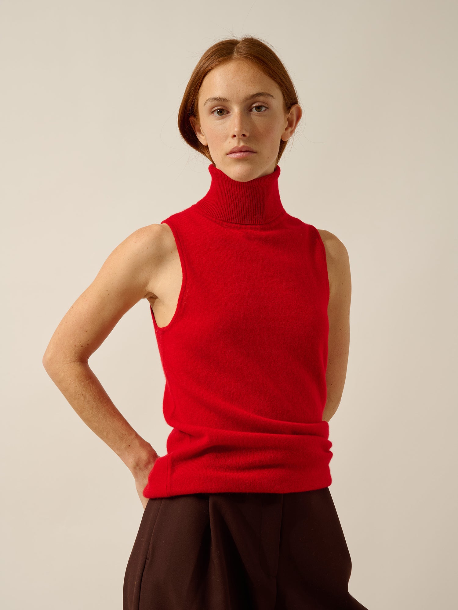 VIOLET red turtleneck sweater