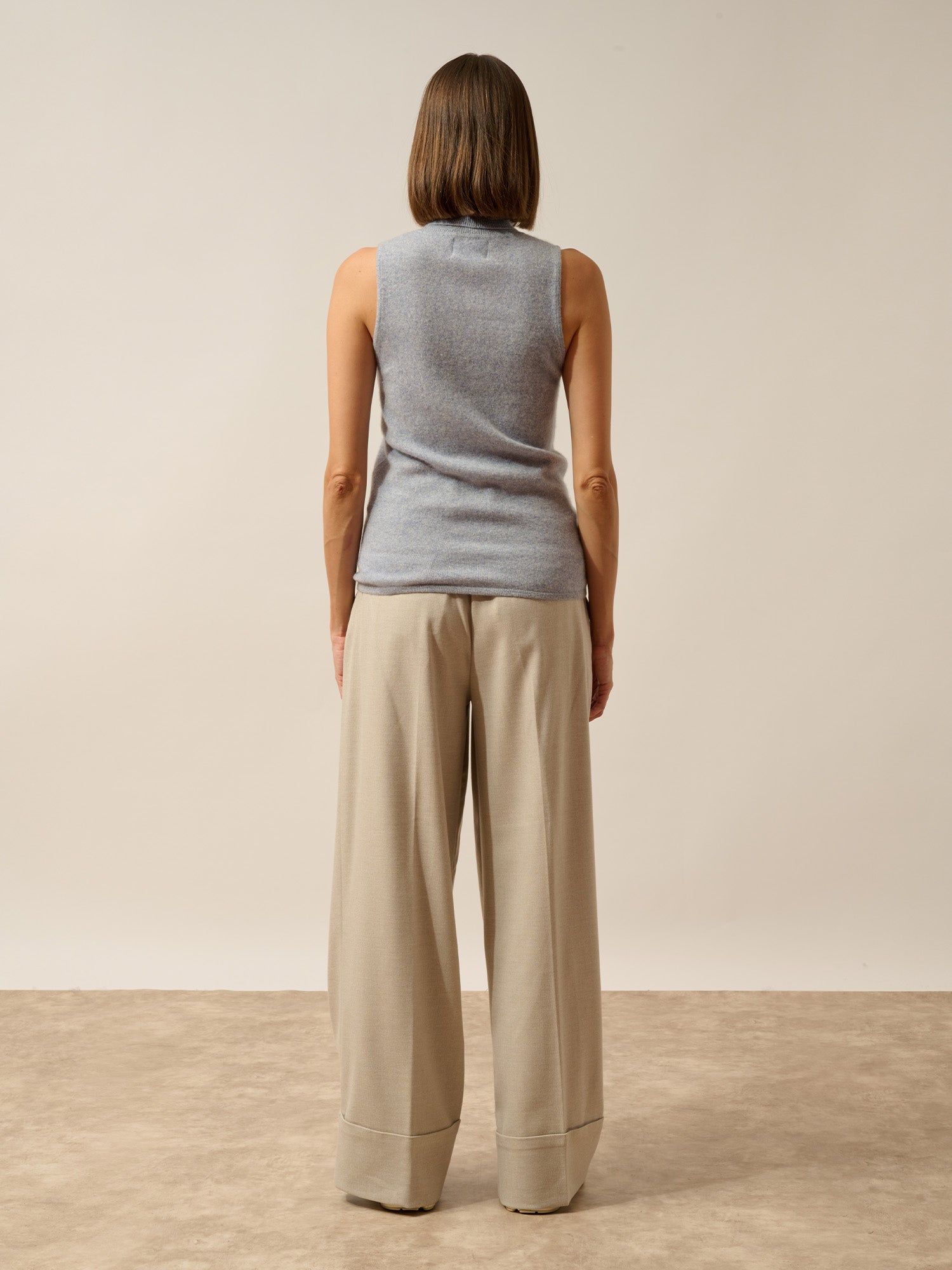 VIOLET sleeveless turtleneck sweater in ivory blue