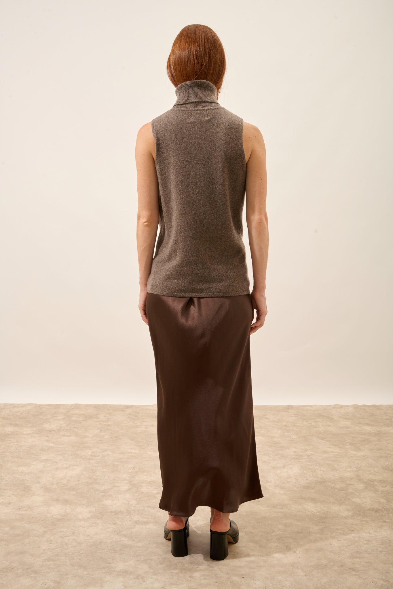 VIOLET taupe mottled turtleneck sweater