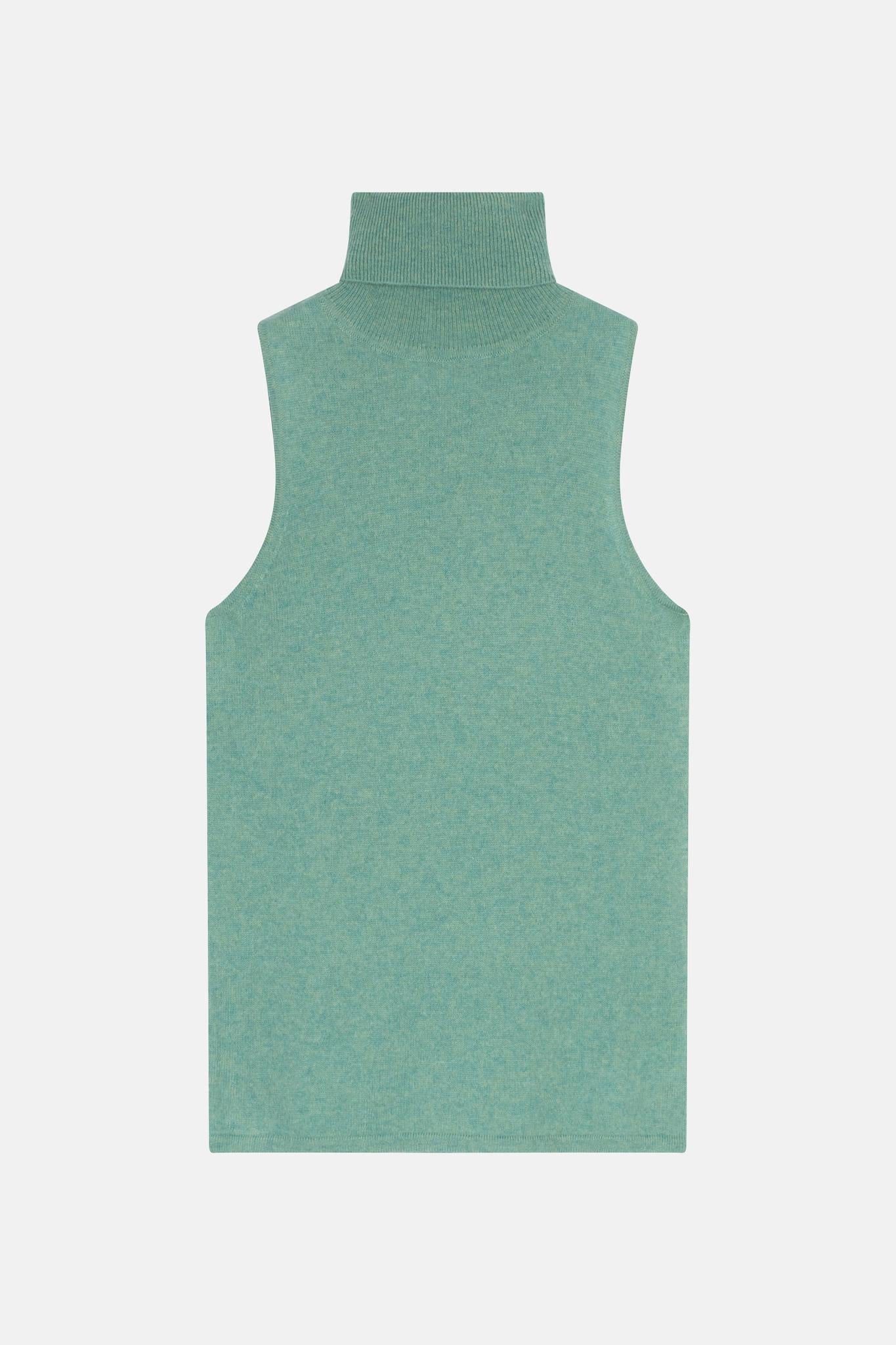 VIOLET top col tortue vert chiné