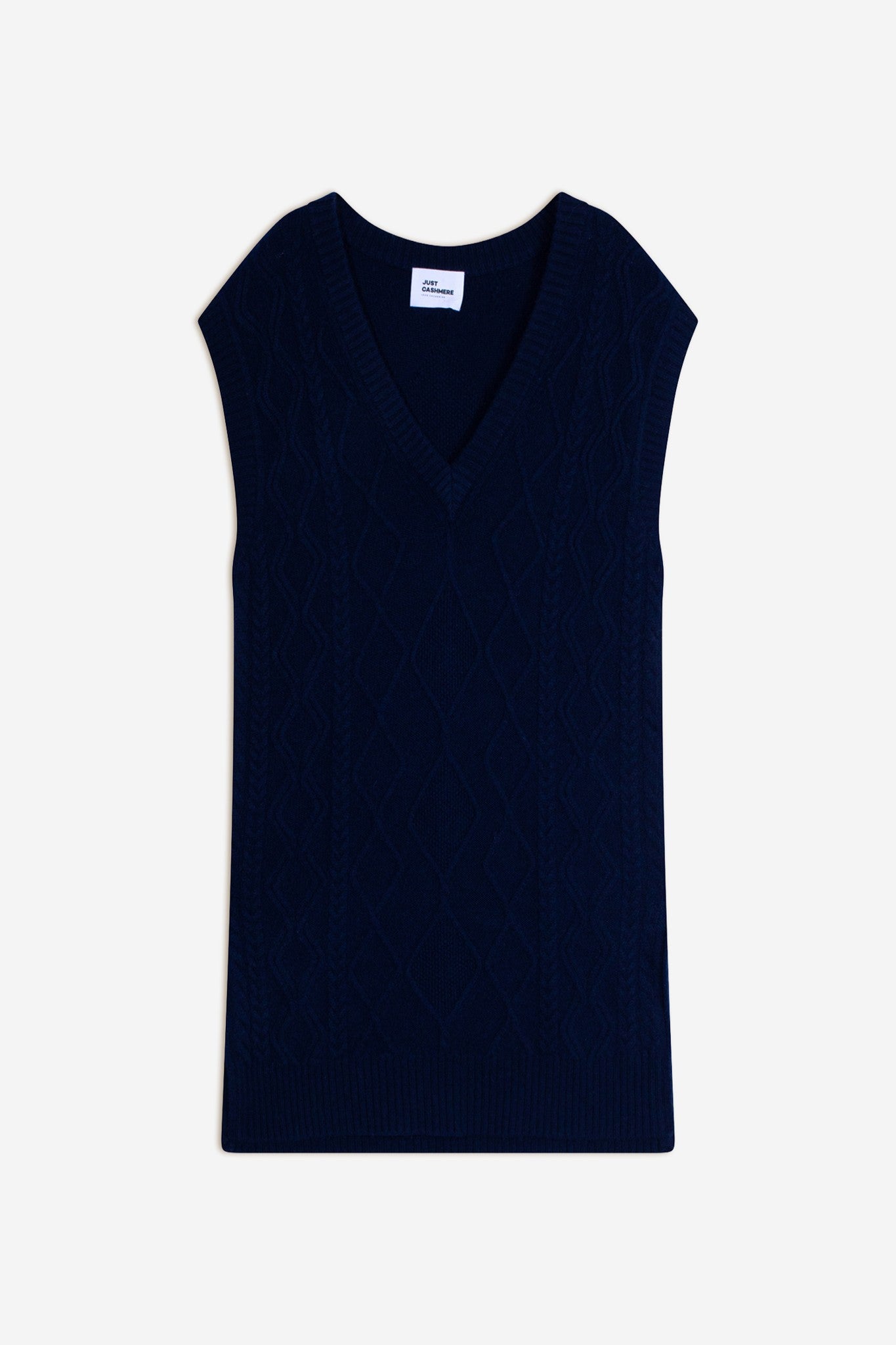 vivena pull col v sans manches 4 fils navy