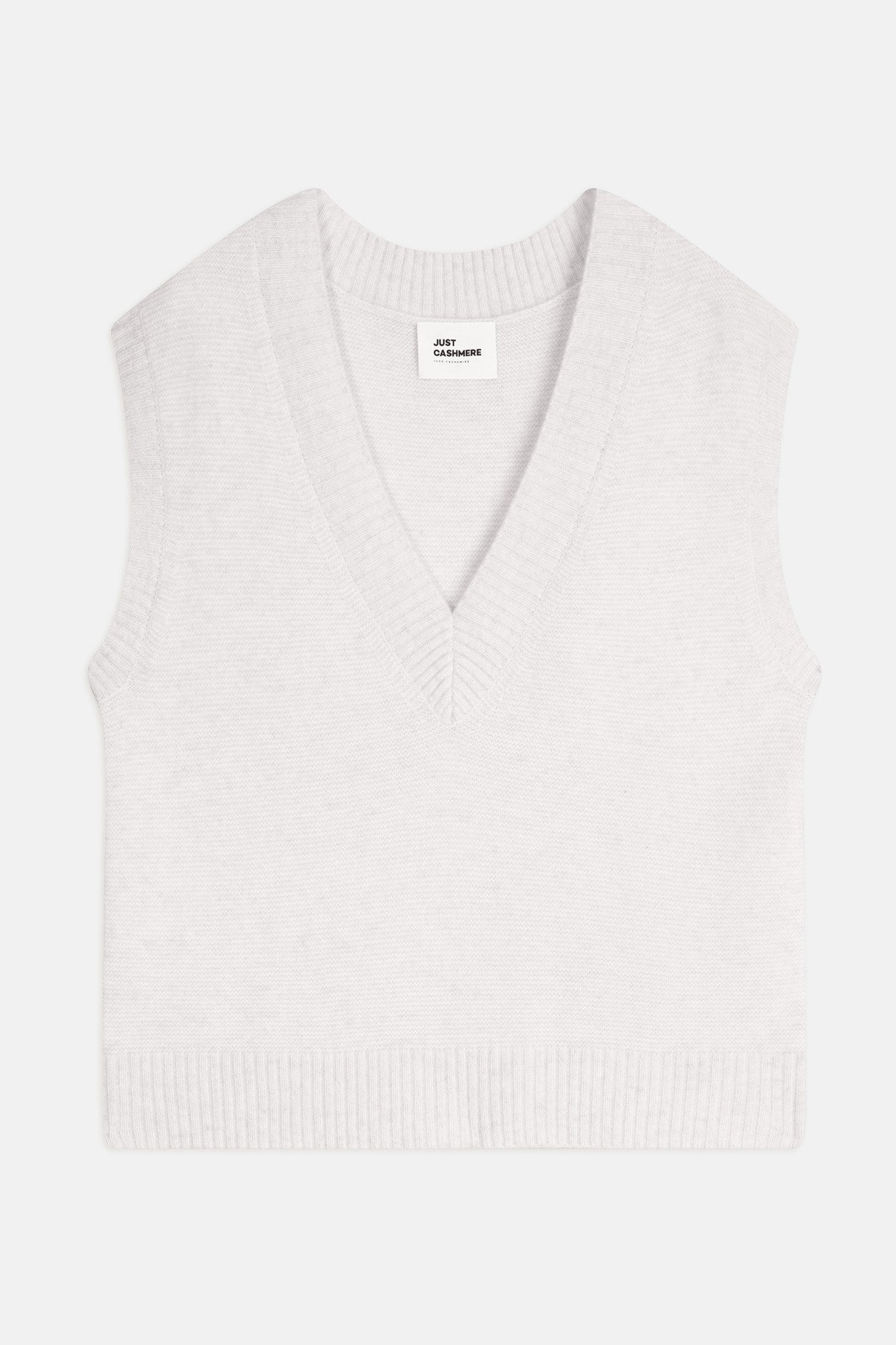 viviana pull col v sans manches 4 fils blanc chiné