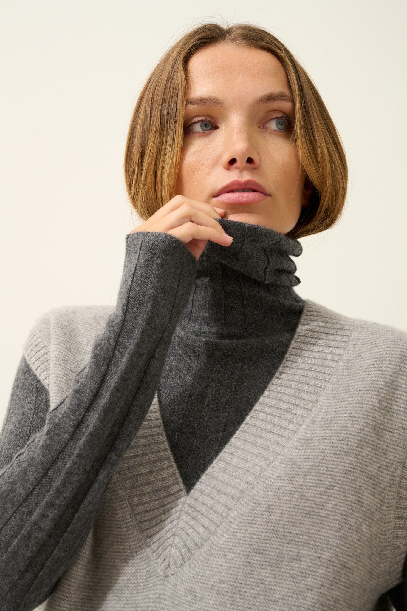 viviana pull col v sans manches 4 fils nuage chiné 100% cachemire