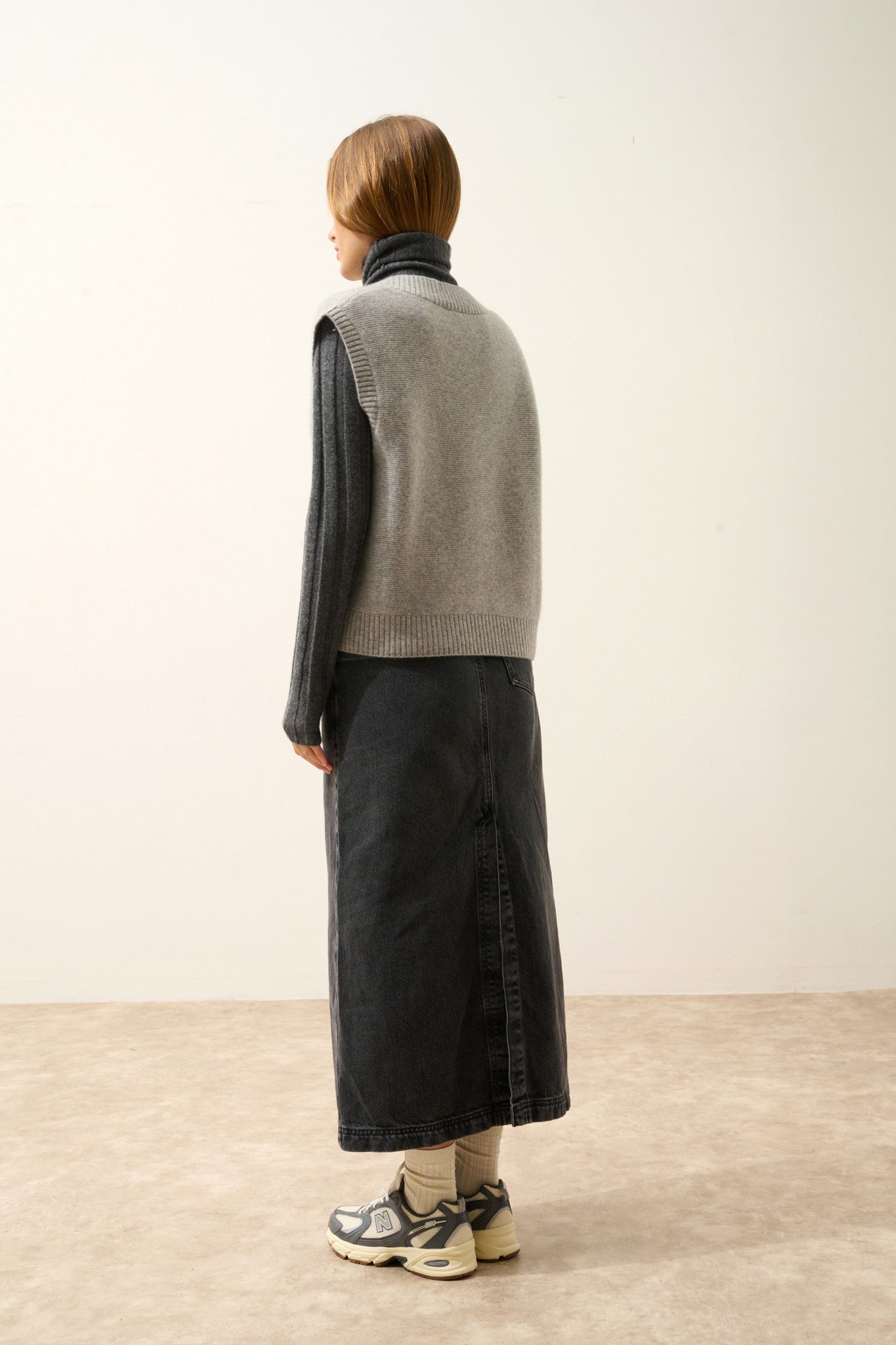 viviana pull col v sans manches 4 fils nuage chiné 100% cachemire