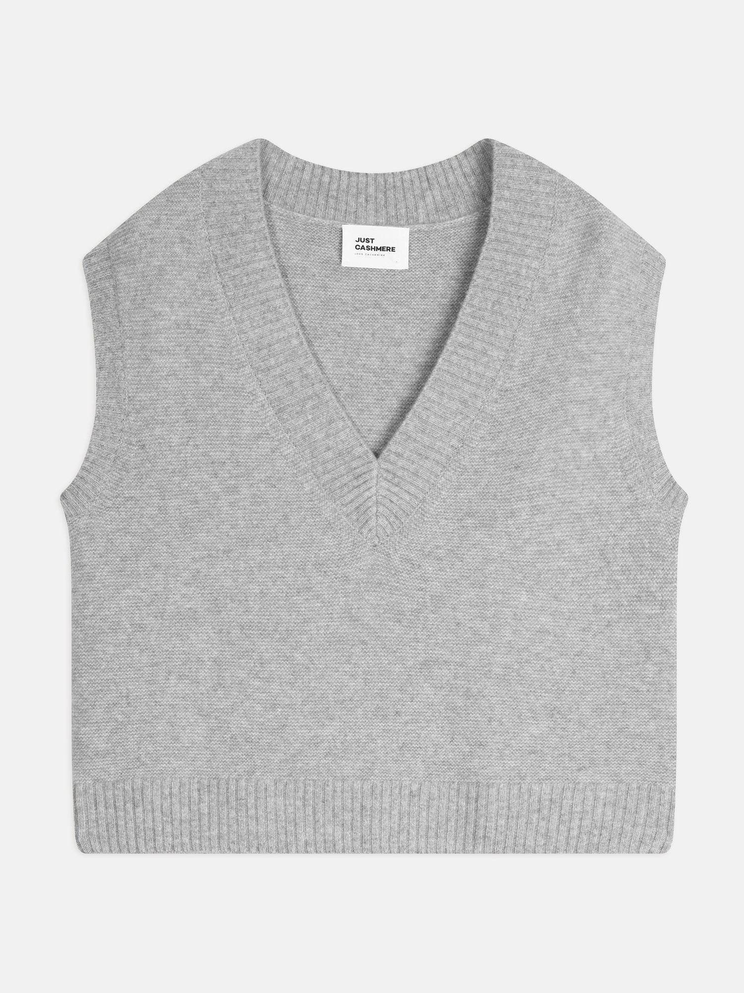 VIVIANA sleeveless V-neck sweater, 4-ply heathered cloud