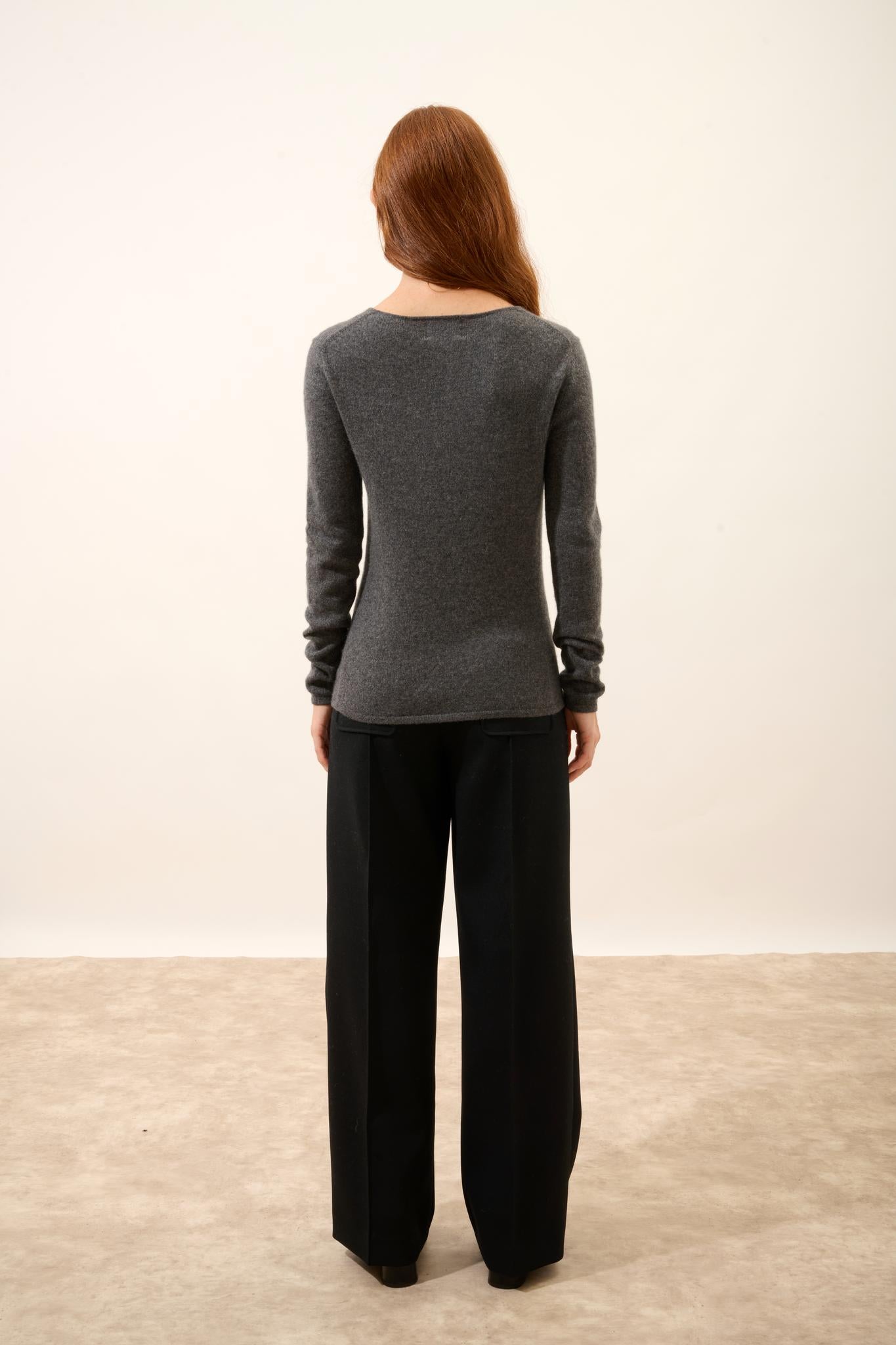 VIVIAN pull col rond anthracite chiné