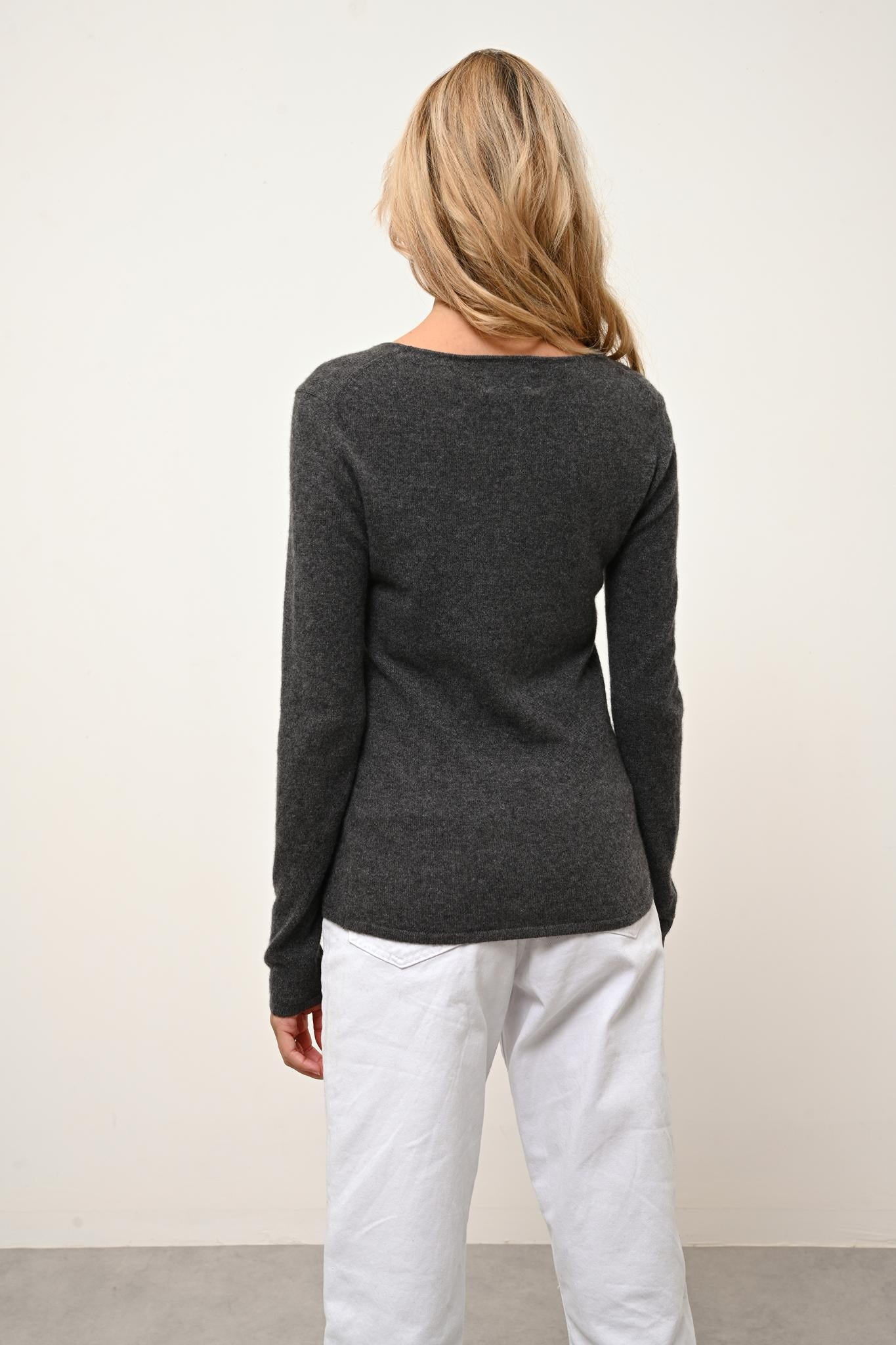 VIVIAN pull col rond anthracite chiné