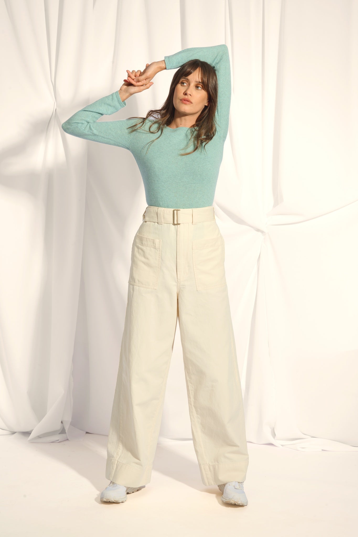 VIVIAN round-neck sweater aqua mottled