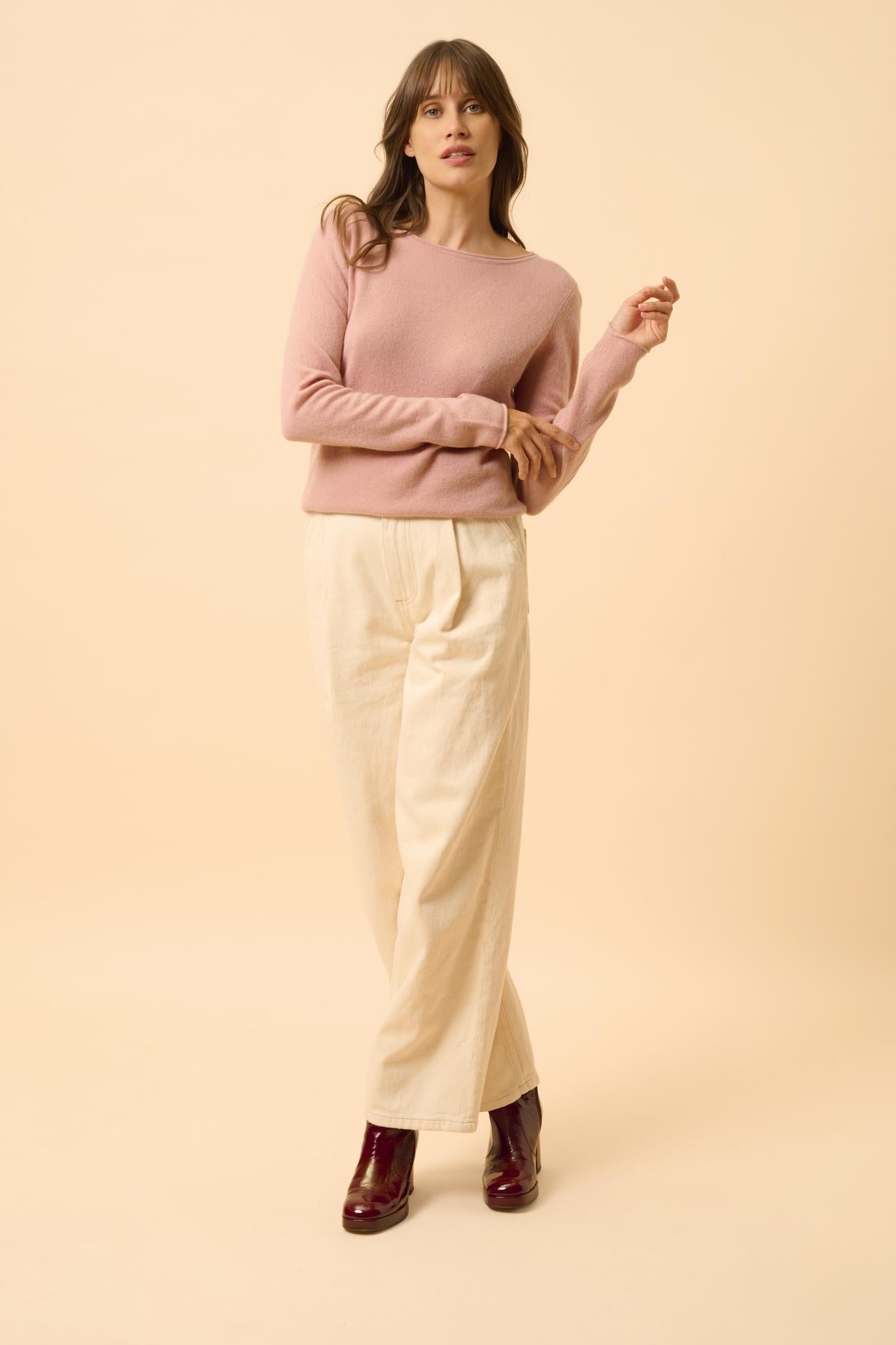 VIVIAN pull col rond bois de rose