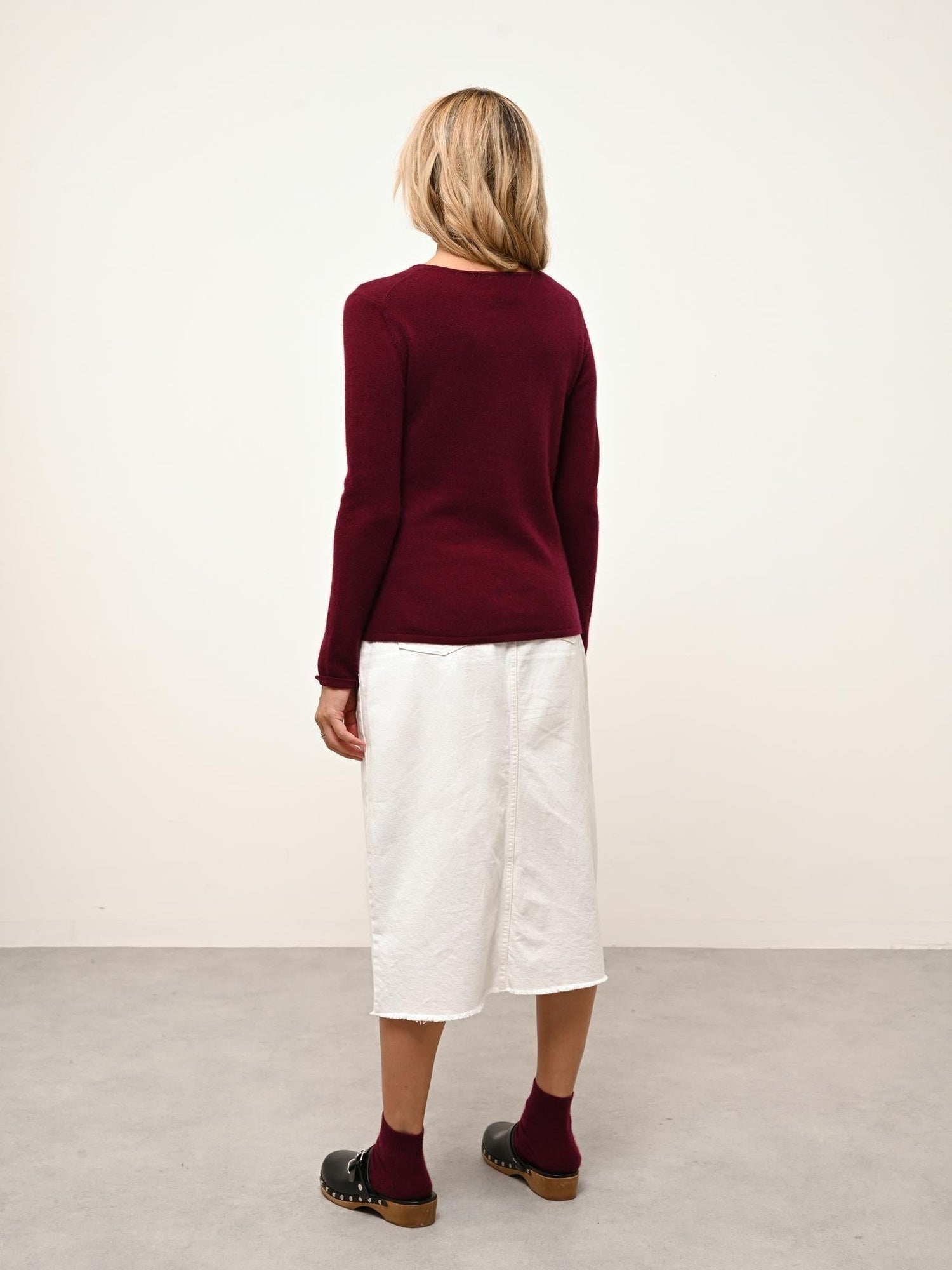 VIVIAN pull col rond bordeaux