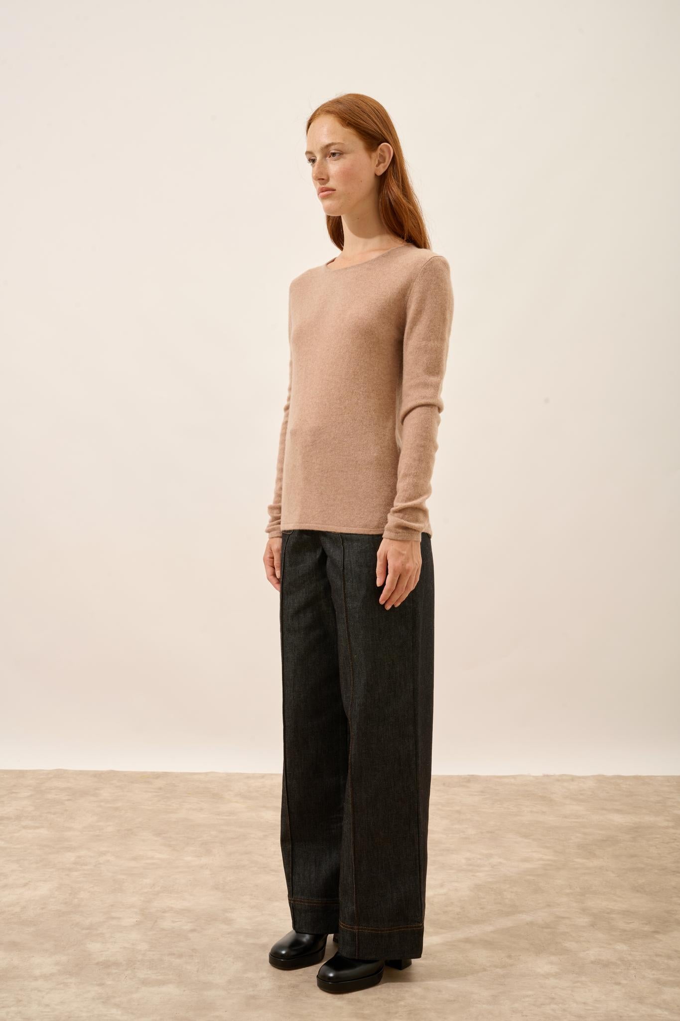 VIVIAN round-neck sweater camel mottled