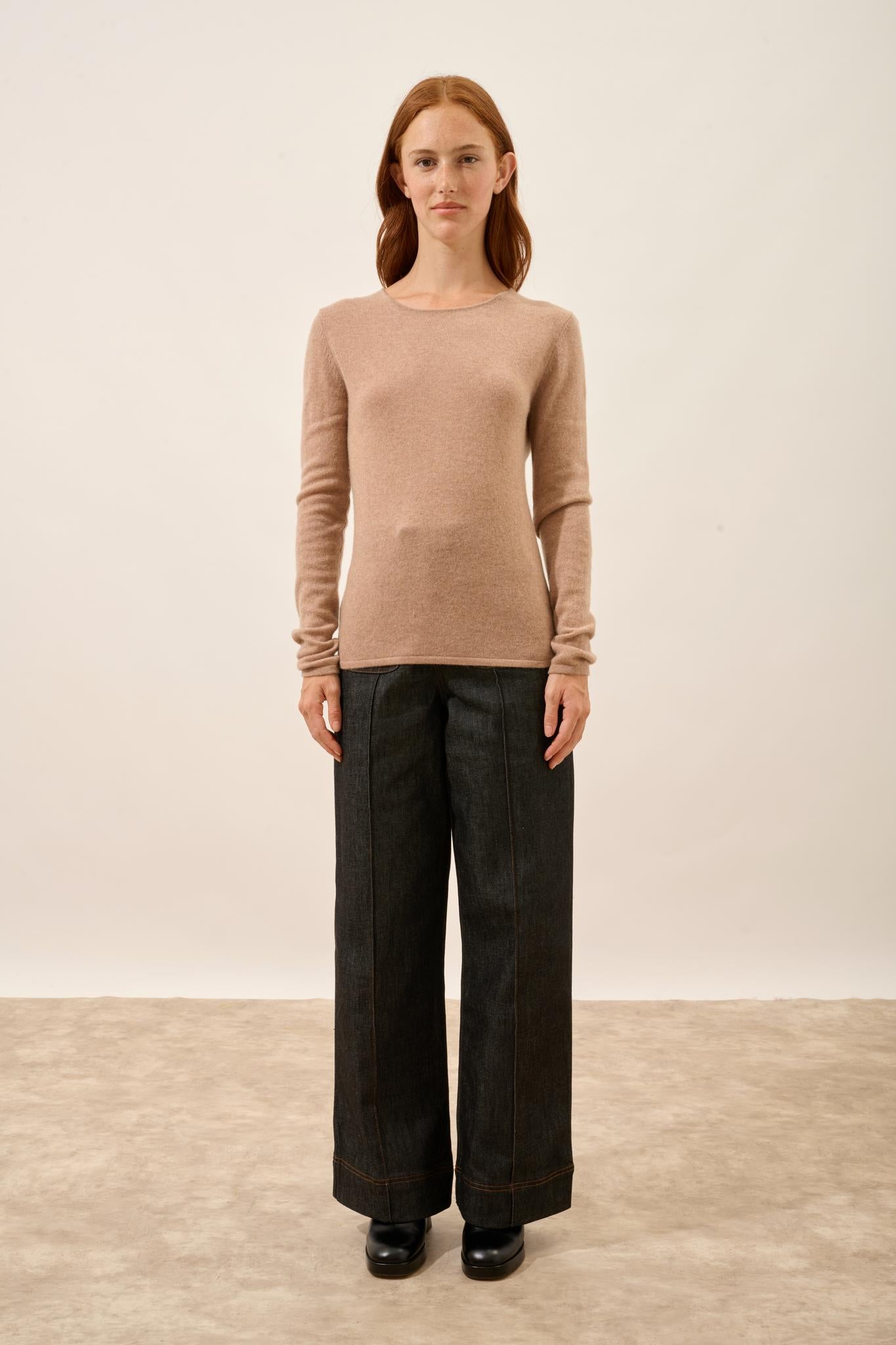 VIVIAN round-neck sweater camel mottled
