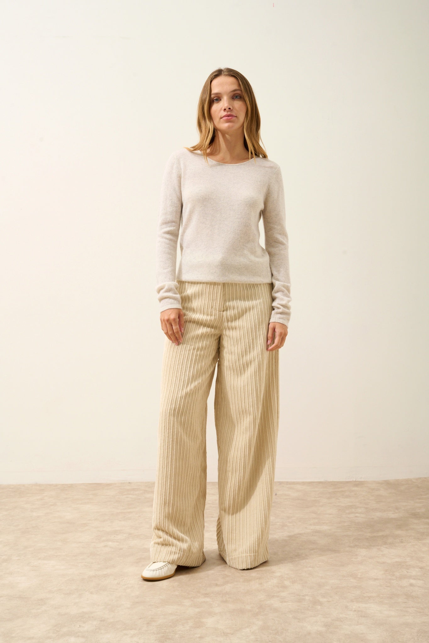 VIVIAN pull col rond gris perle chiné