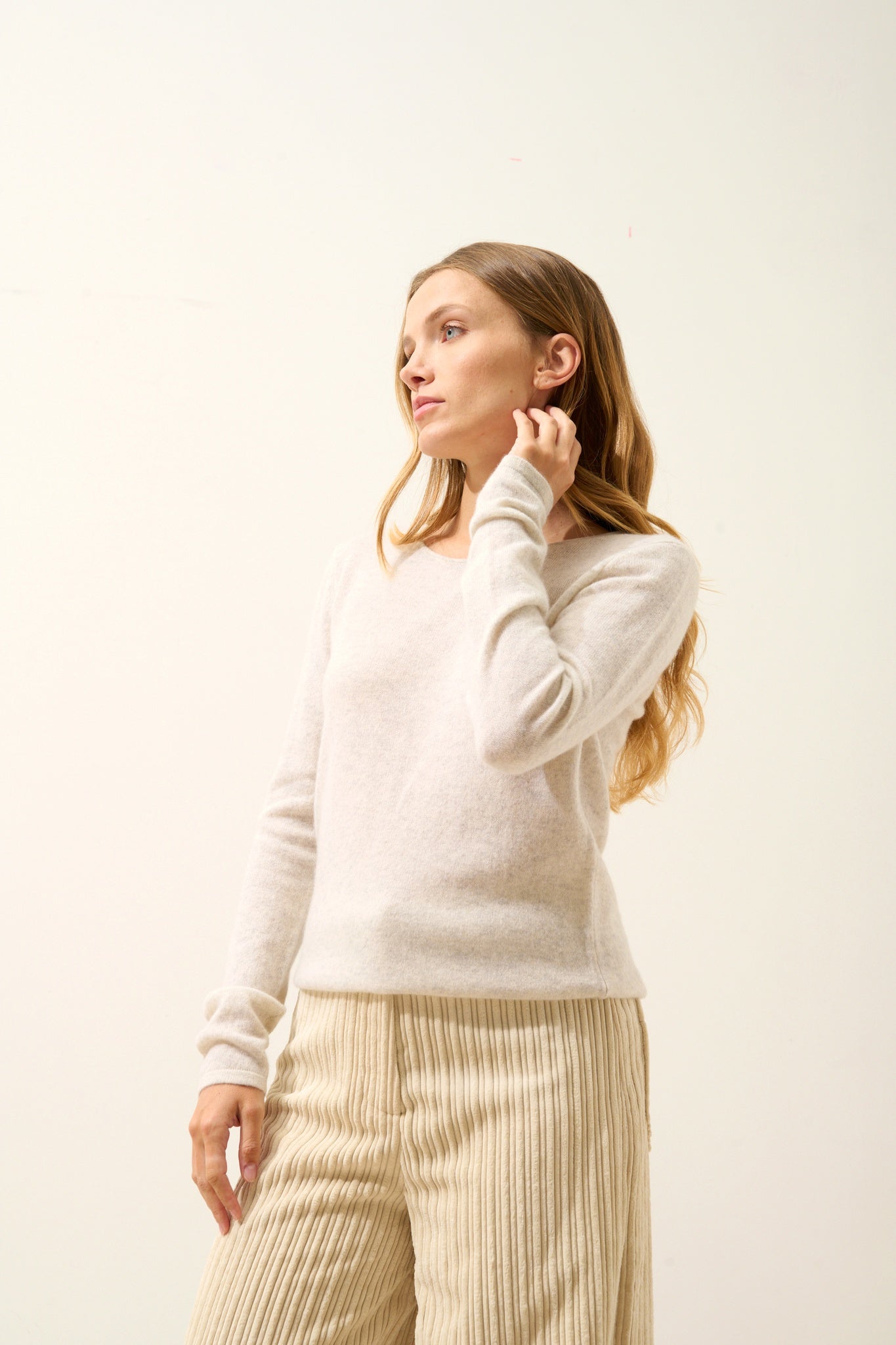 VIVIAN pull col rond gris perle chiné