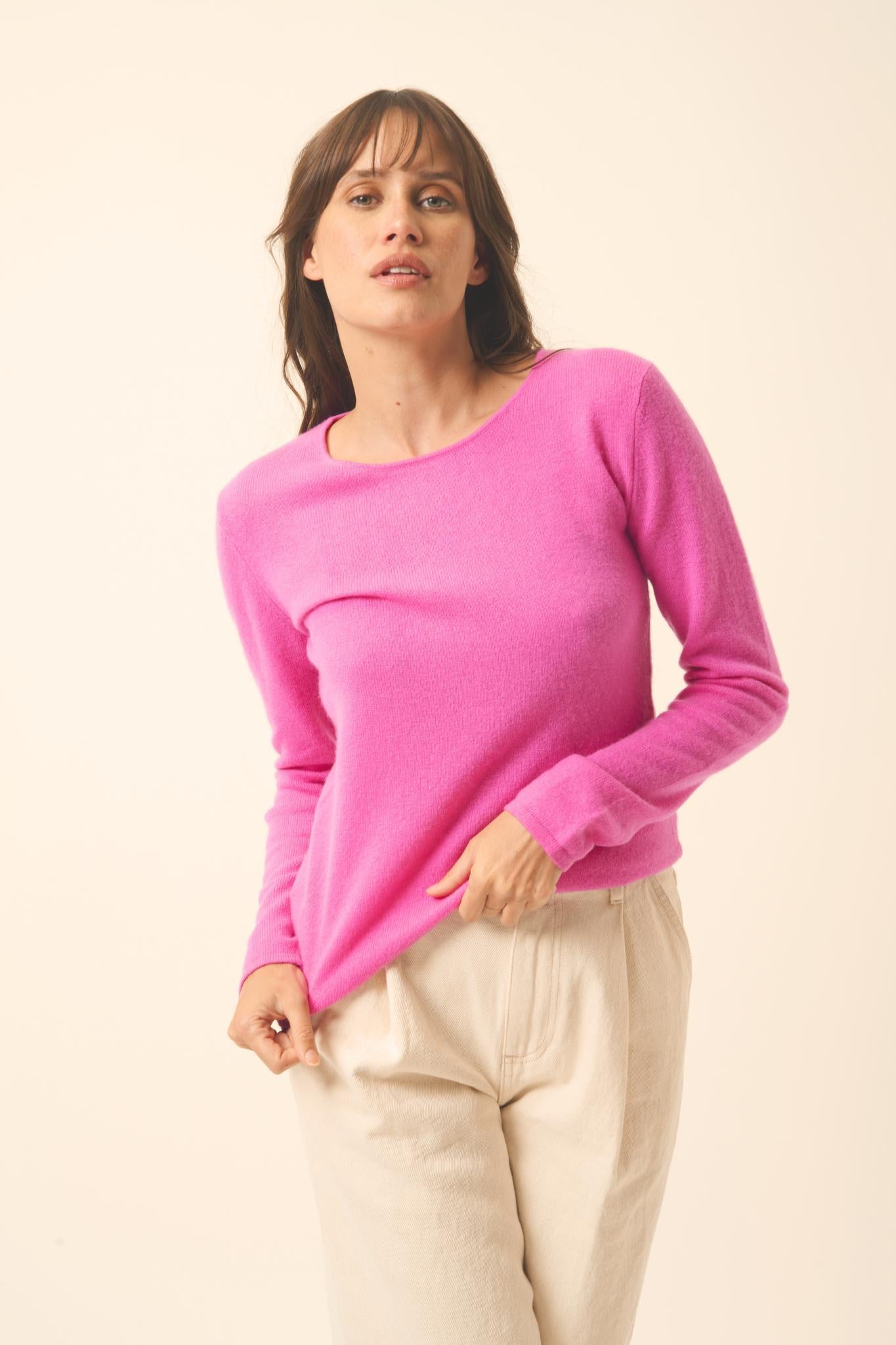 VIVIAN pull col rond rose