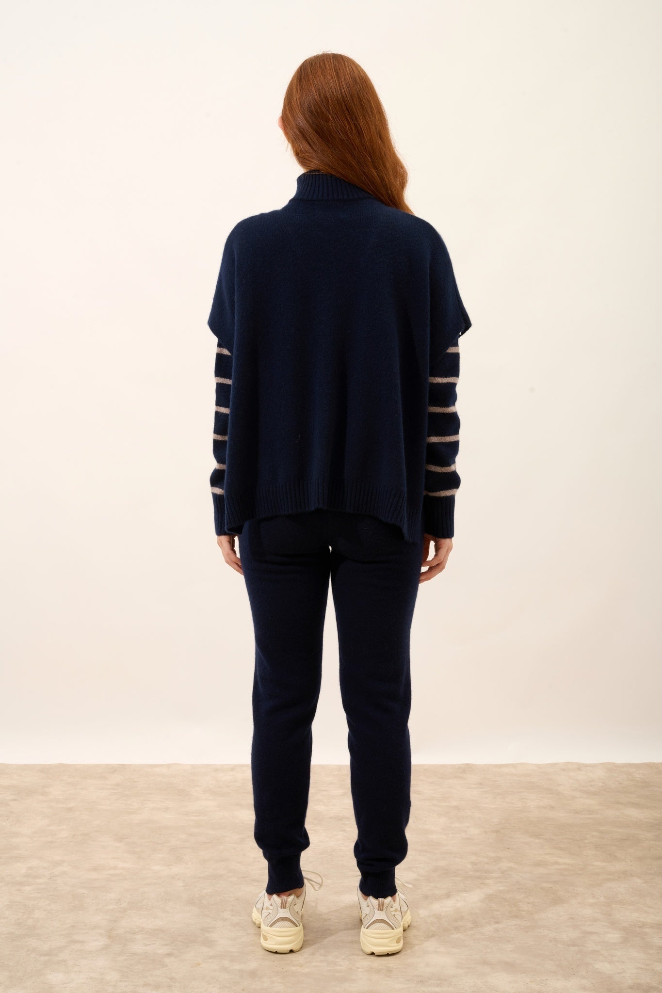 VIVIENNE trucker collar poncho, 4-ply navy