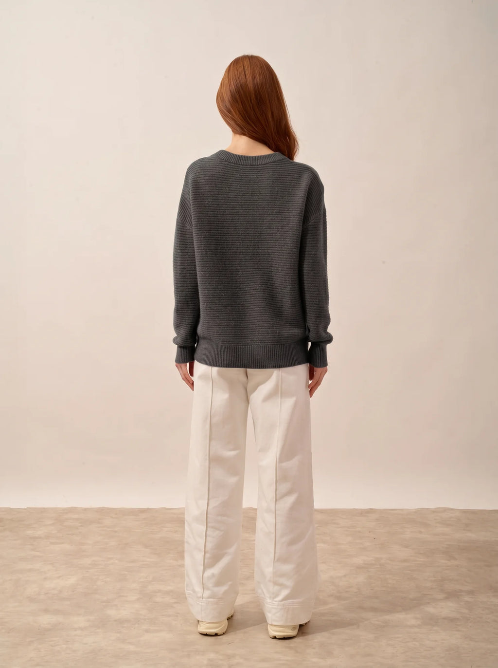 LOUNA Pull Col Rond 4 Fils Anthracite Chiné