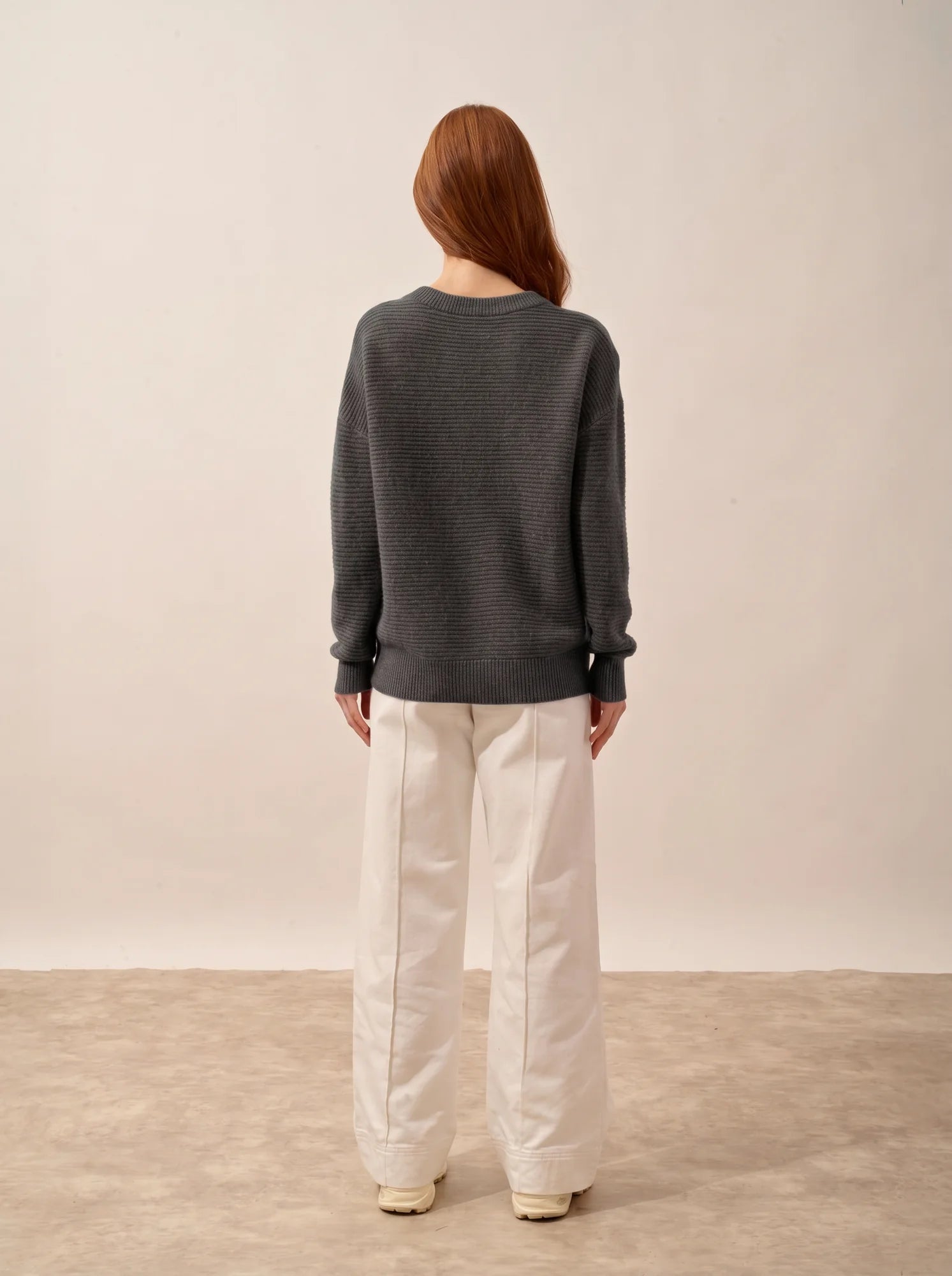 LOUNA Pull Col Rond 4 Fils Anthracite Chiné