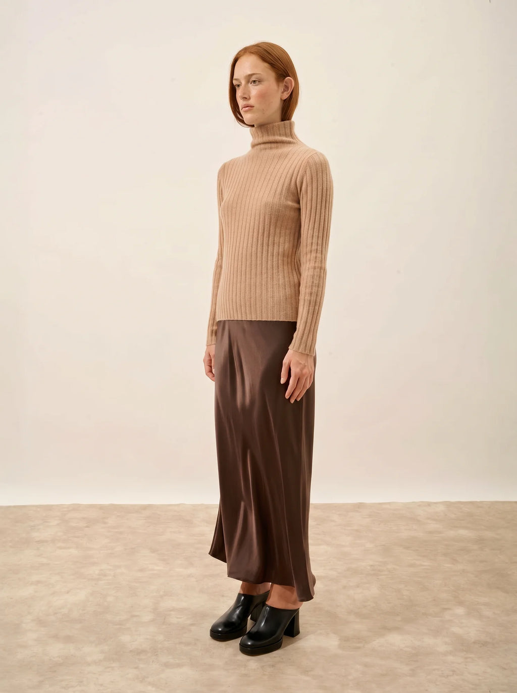 SUNNEVA Pull Col Montant 4 Fils Camel Chiné