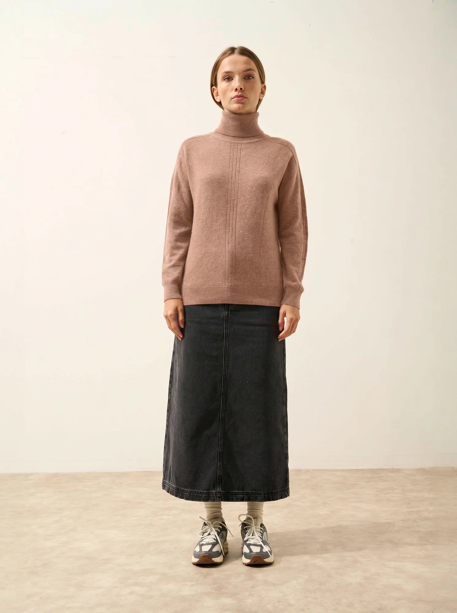 ORIANNE Pull Col Roulé Camel Chiné