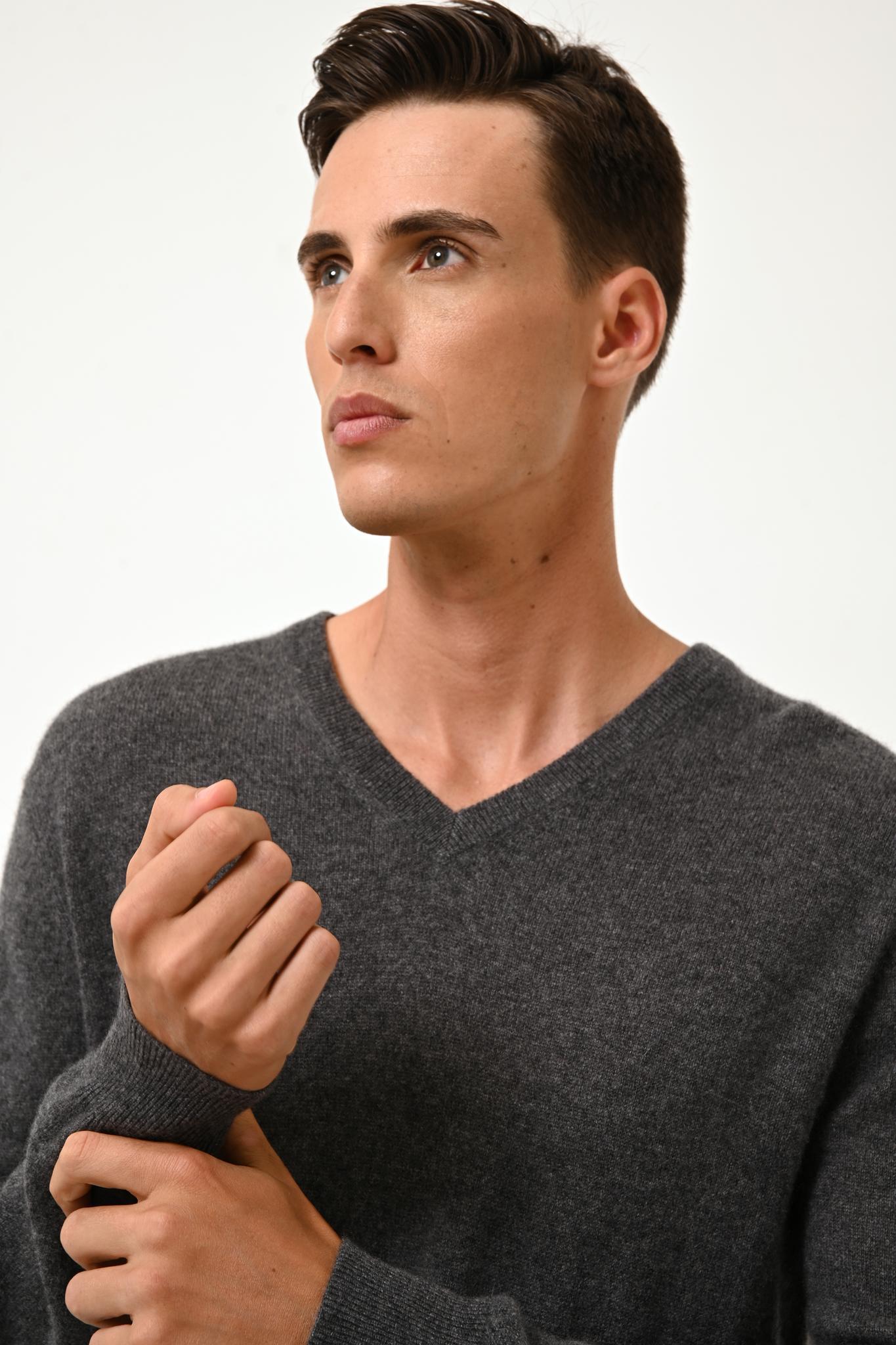 WALT pull col v anthracite chiné