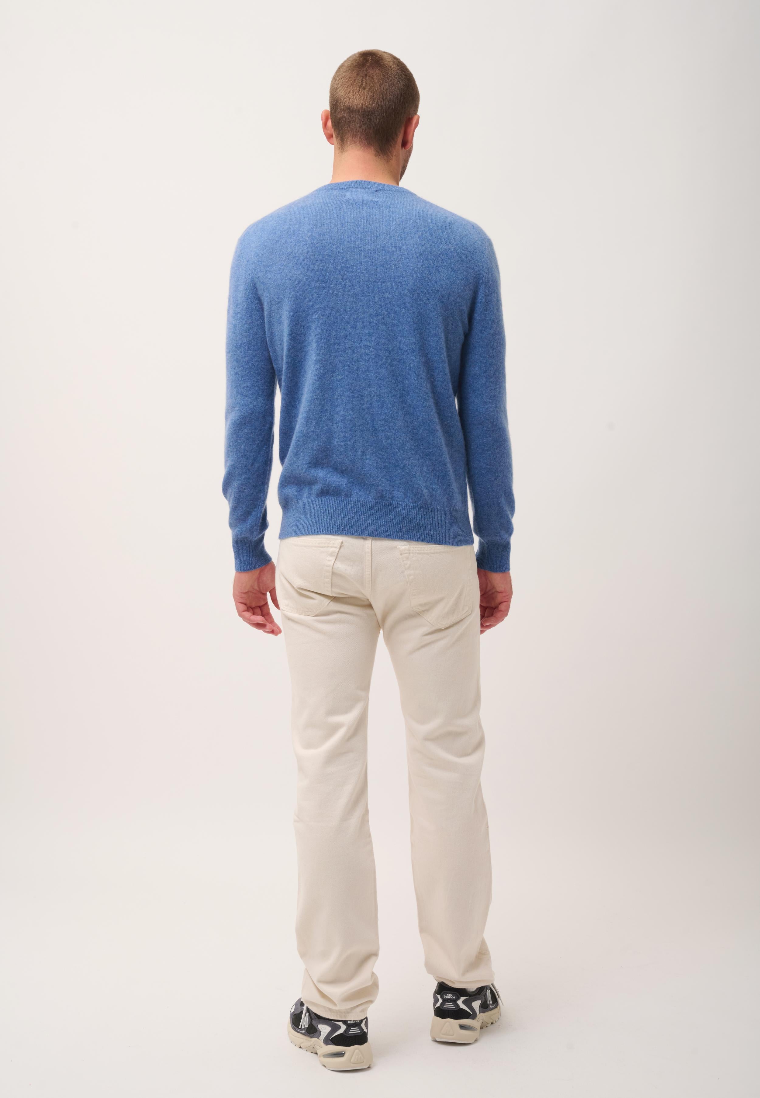 WALT pull col v bleu denim
