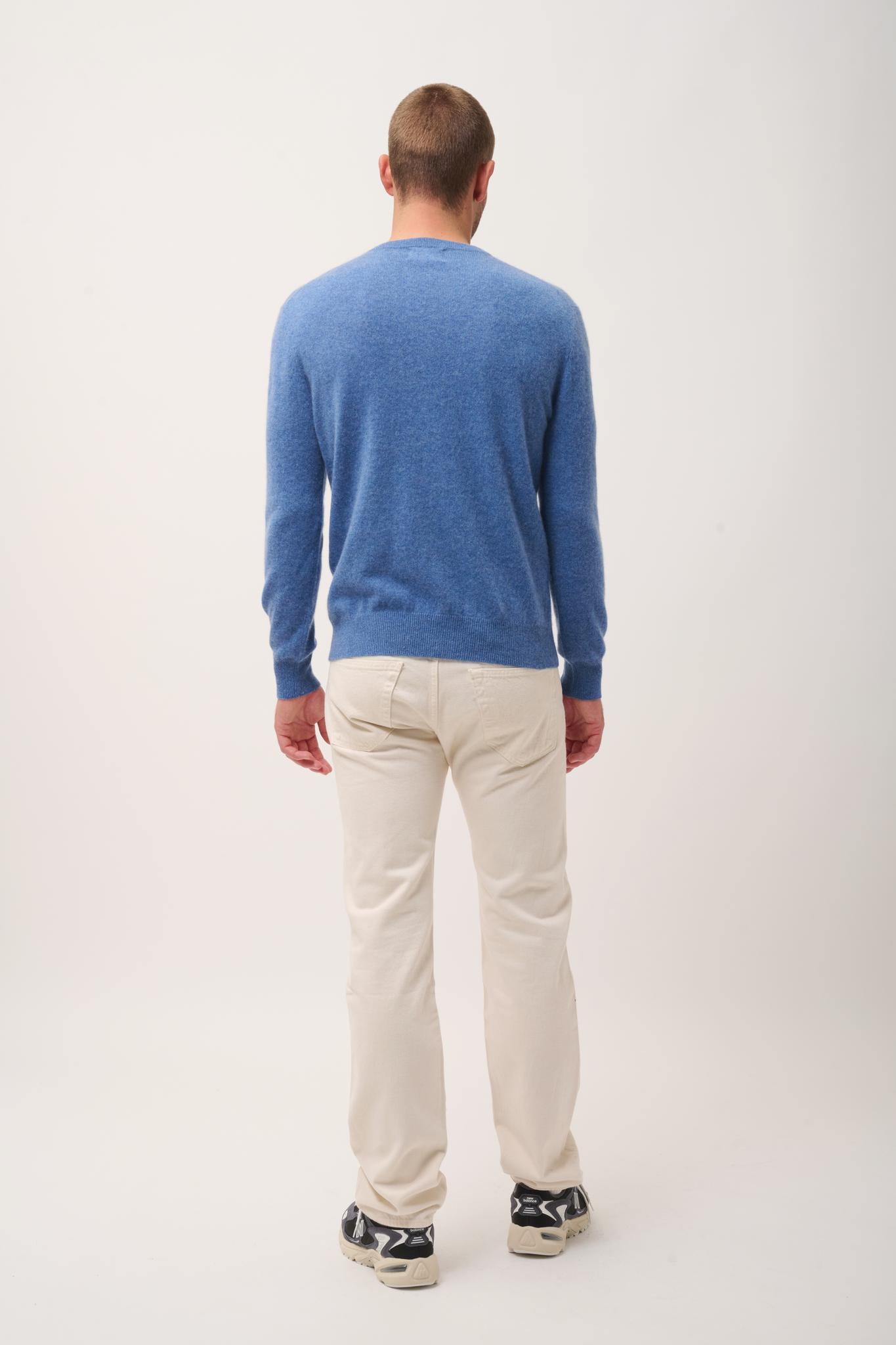 WALT pull col v bleu denim