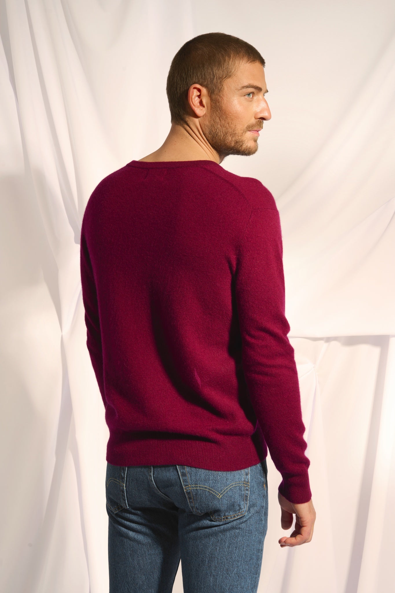 WALT pull col v bordeaux