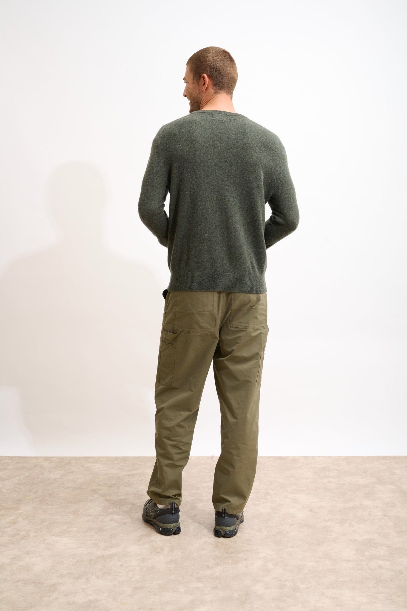 WALT pull col v kaki chiné