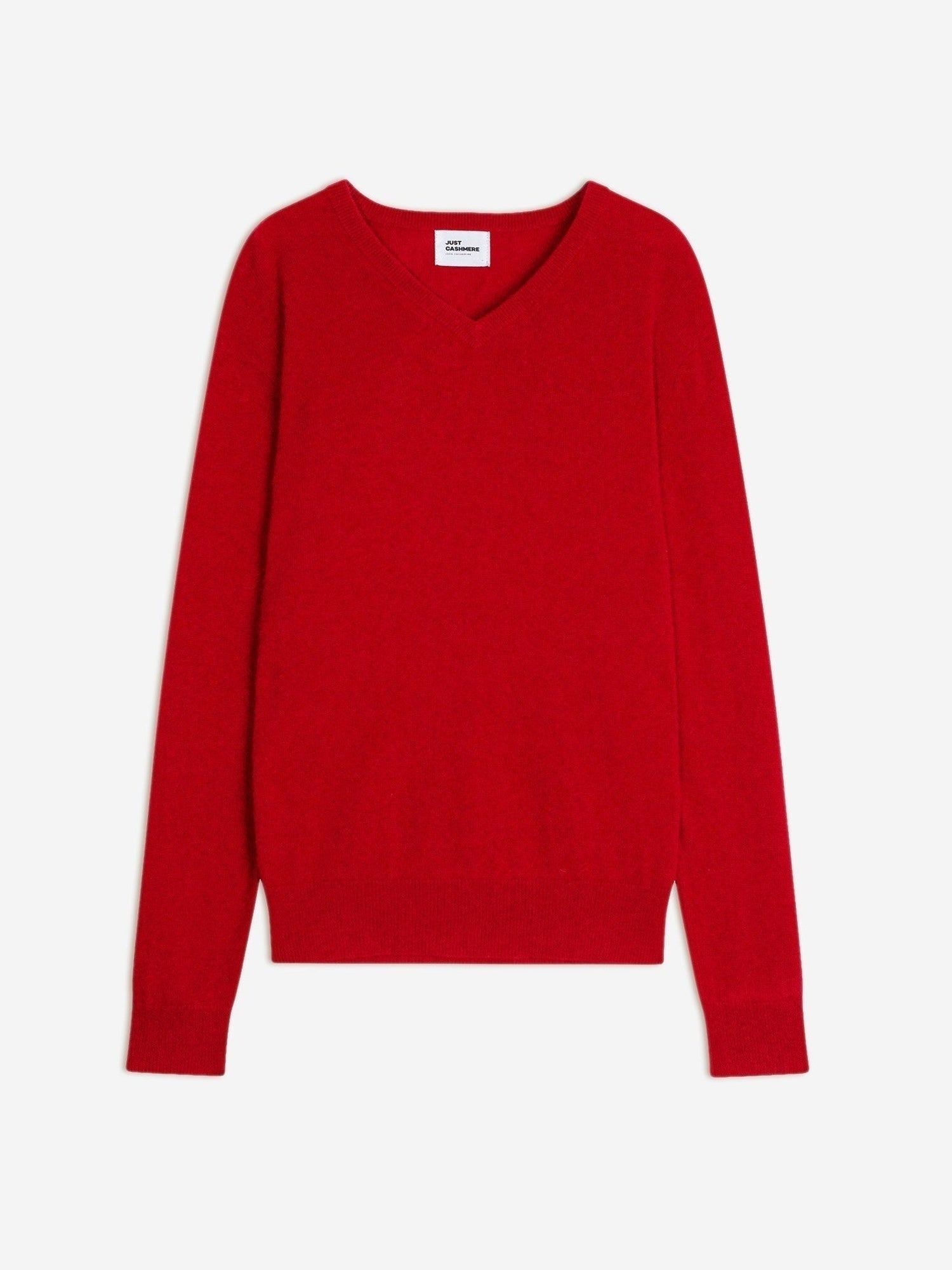 red V-neck pullover