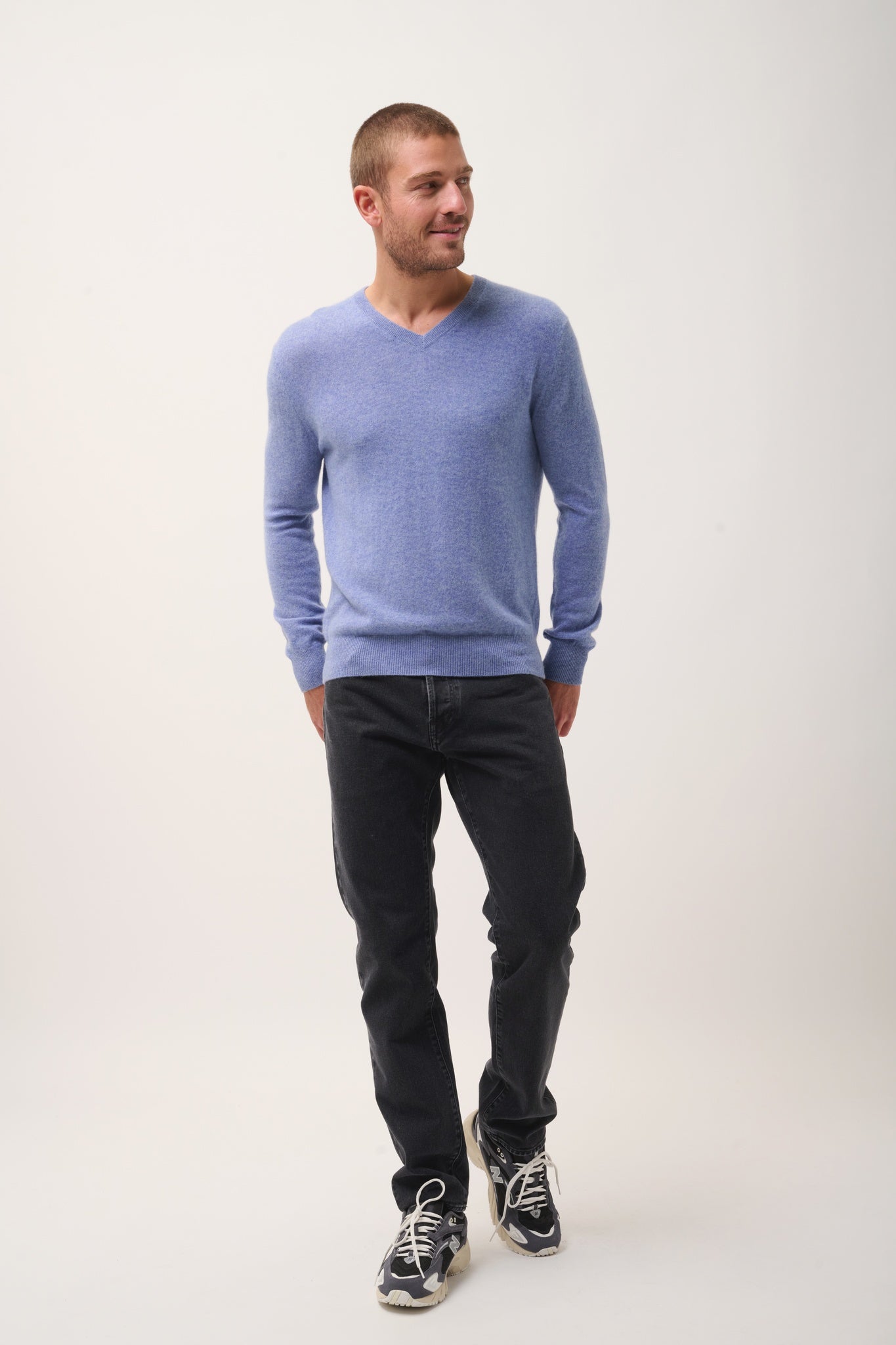 WALT pull col v sky chiné