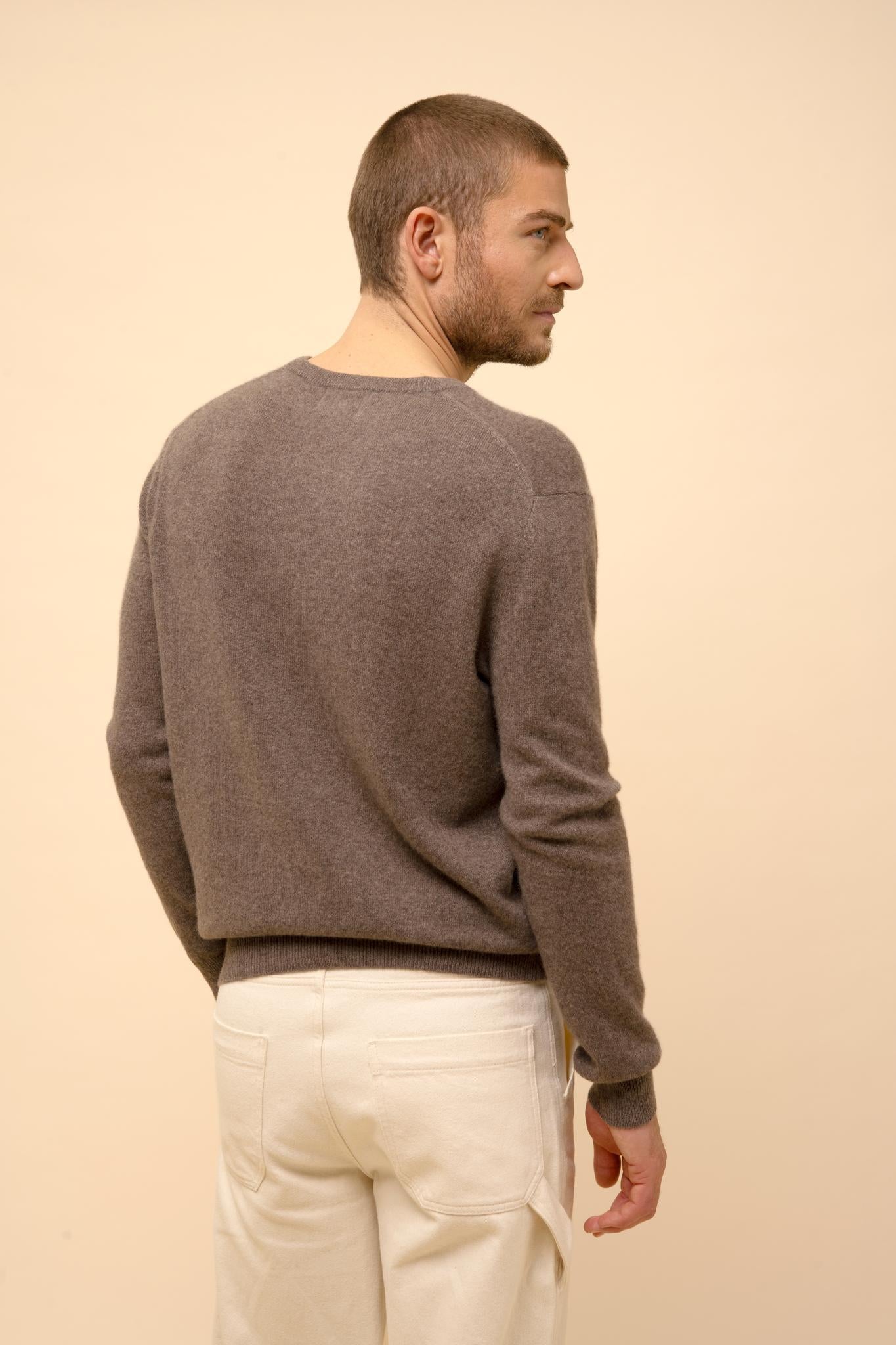 WALT pull col v taupe chiné